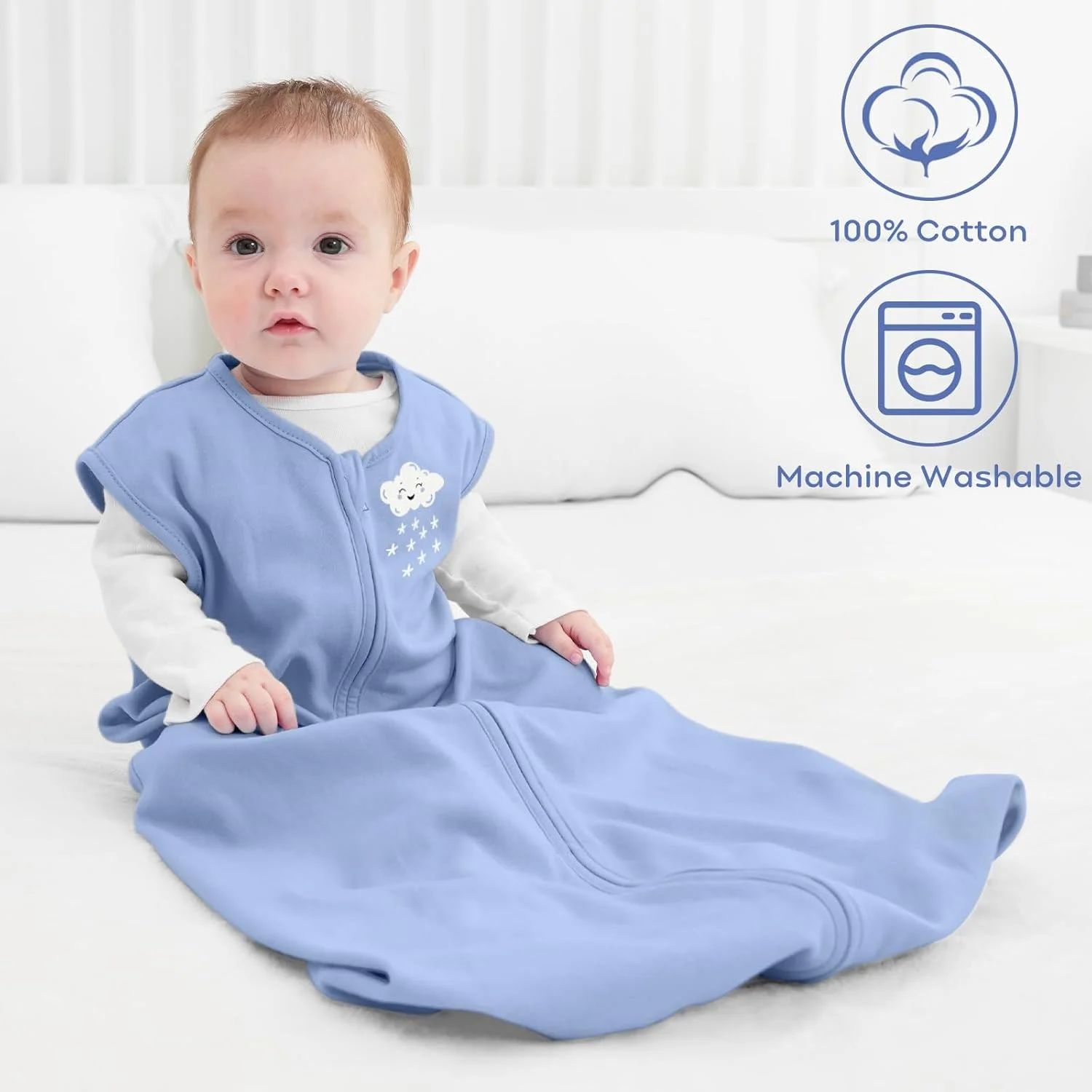 Yoofoss Baby Sleep Sack 0-24 Months Wearable Blanket 100% Organic Cotton 2-Way Zipper TOG 0.5 Toddler Sleeping Sack 3 Pack, Comfy Soft Lightweight