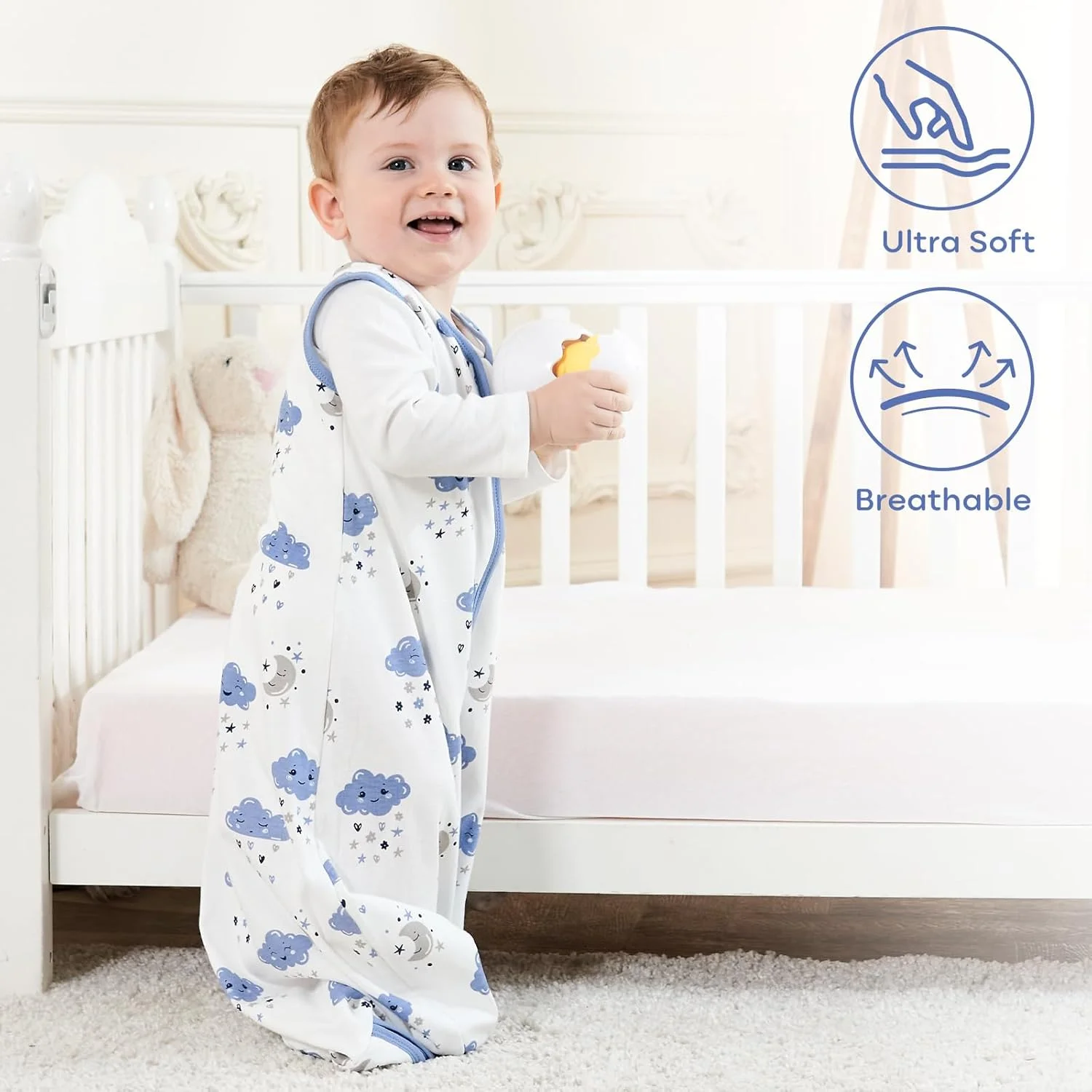 Yoofoss Baby Sleep Sack 0-24 Months Wearable Blanket 100% Organic Cotton 2-Way Zipper TOG 0.5 Toddler Sleeping Sack 3 Pack, Comfy Soft Lightweight