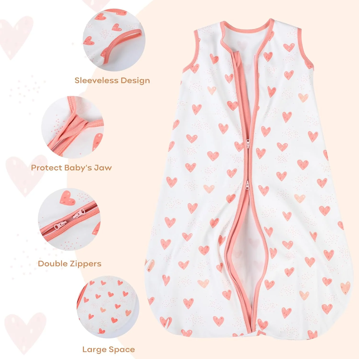 Yoofoss Baby Sleep Sack 12-18 Months Baby Wearable Blanket 100% Cotton 2-Way Zipper TOG 0.5 Toddler Sleeping Sack, Lightweight Sleep Sacks for Babies(Large) Yoofoss Baby Sleep Sack 12-18 Months Baby Wearable Blanket 100% Cotton 2-Way Zipper TOG 0.5 Toddler Sleeping Sack, Lightweight Sleep Sacks for Babies(Large)