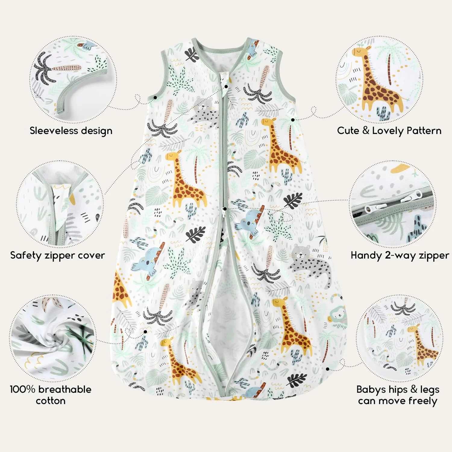 Yoofoss Baby Sleep Sack 0-24 Months 0.5 TOG Baby Wearable Blanket, 100% Cotton Infant Toddler Sleeping Sack 2-Way Zipper Lightweight Sleep Sack Yoofoss Baby Sleep Sack 0-24 Months 0.5 TOG Baby Wearable Blanket, 100% Cotton Infant Toddler Sleeping Sack 2-Way Zipper Lightweight Sleep Sack