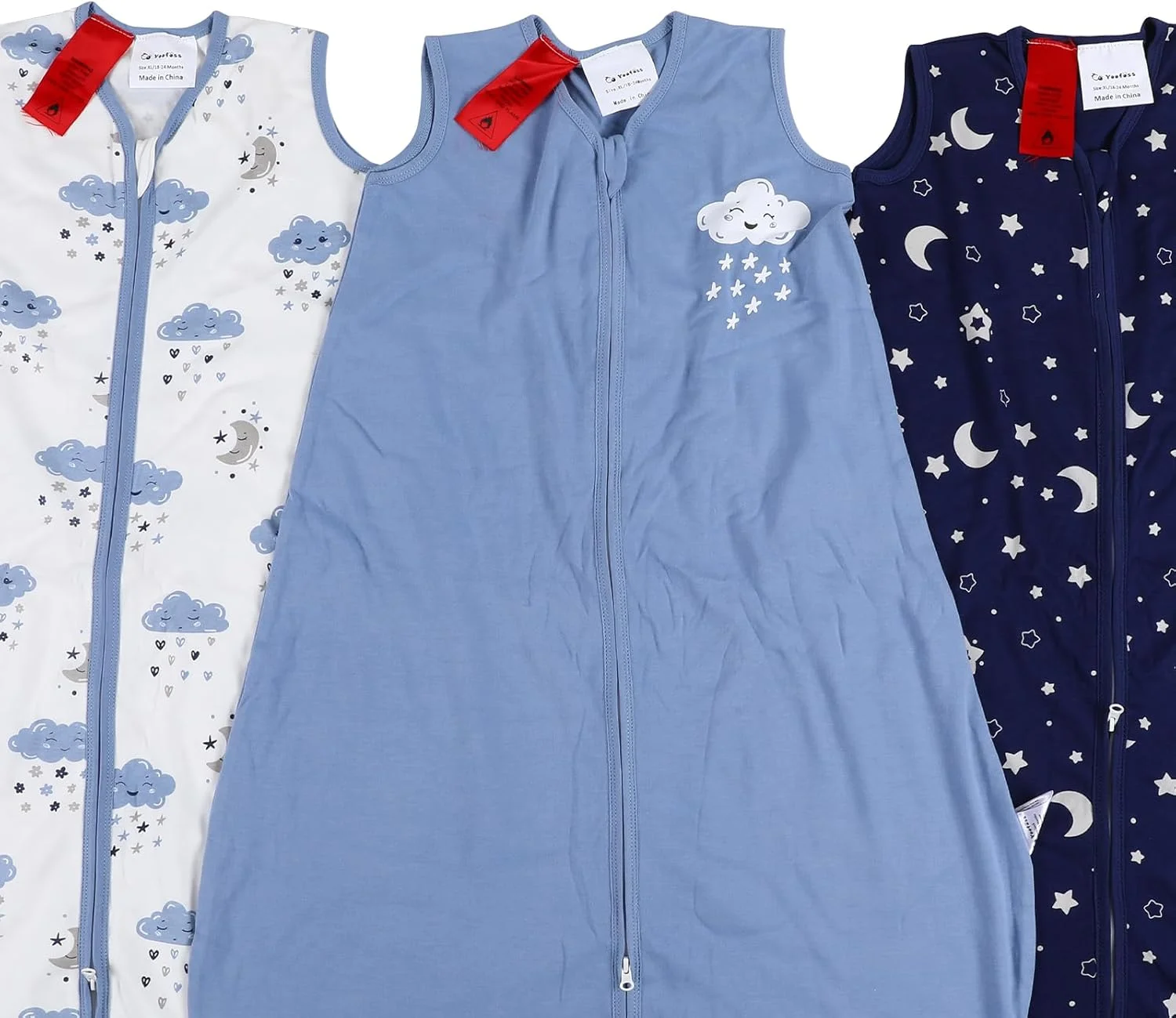 Yoofoss Baby Sleep Sack 0-24 Months Wearable Blanket 100% Organic Cotton 2-Way Zipper TOG 0.5 Toddler Sleeping Sack 3 Pack, Comfy Soft Lightweight