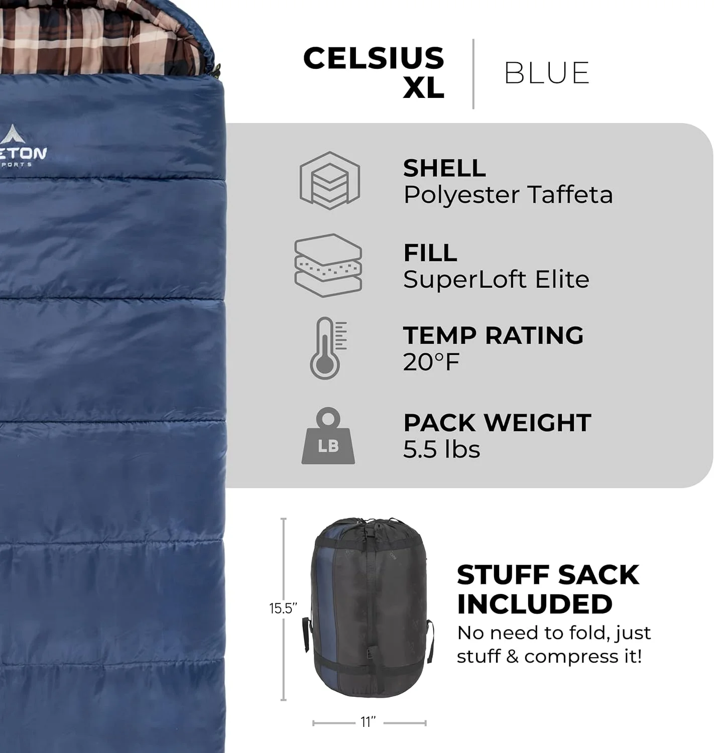 کیسه خواب TETON Sports Celsius XL؛ عالی برای کمپینگ خانوادگی؛ دارای کیسه فشرده سازی رایگان کیسه خواب TETON Sports Celsius XL؛ عالی برای کمپینگ خانوادگی؛ دارای کیسه فشرده سازی رایگان