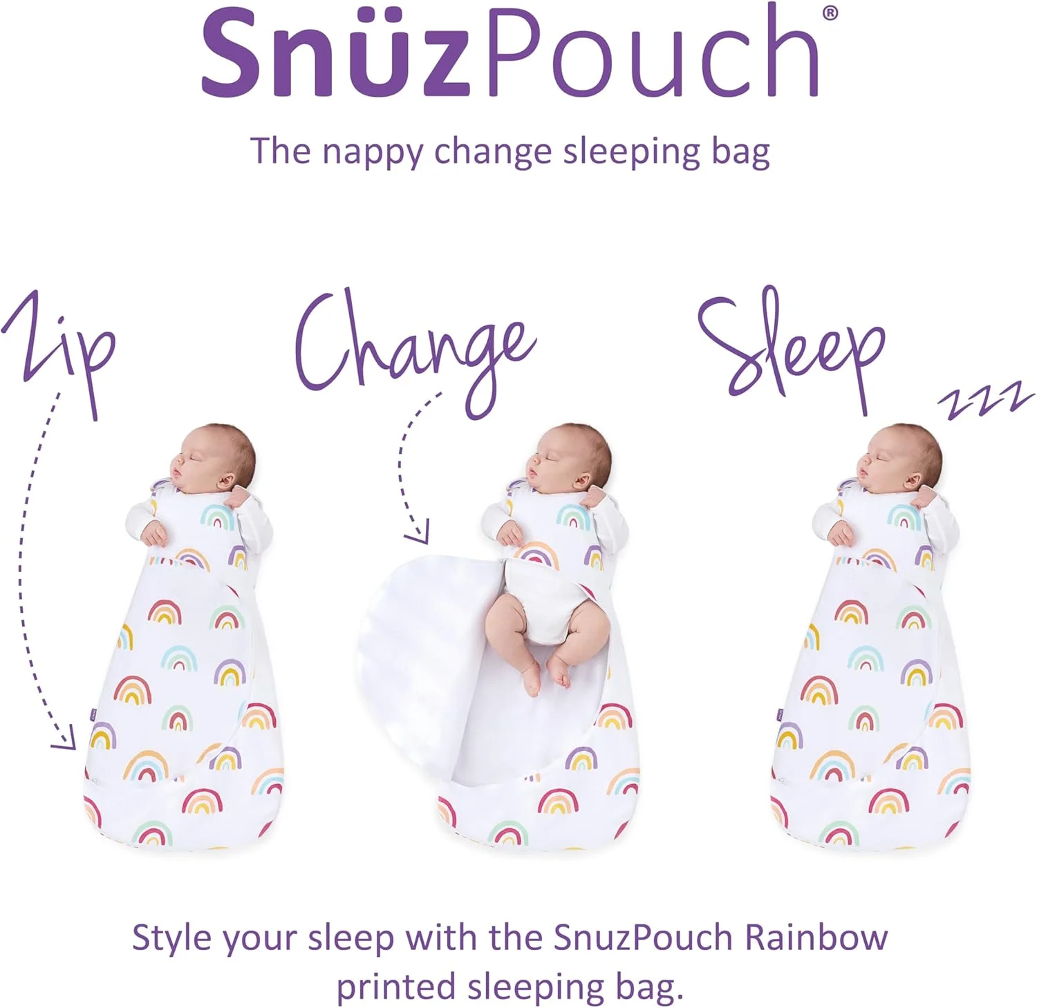 کیسه خواب نوزاد/کودک اسنوز SnuzPouch | 2.5 Tog | دارای زیپ هوشمند برای تعویض پوشک | جنس: 100% پنبه | مناسب برای دمای 16-20 درجه سانتیگراد | مناسب برای 0-6 ماهگی | حداکثر طول 68 سانتی متر - رنگین کمان کیسه خواب نوزاد/کودک اسنوز SnuzPouch | 2.5 Tog | دارای زیپ هوشمند برای تعویض پوشک | جنس: 100% پنبه | مناسب برای دمای 16-20 درجه سانتیگراد | مناسب برای 0-6 ماهگی | حداکثر طول 68 سانتی متر - رنگین کمان