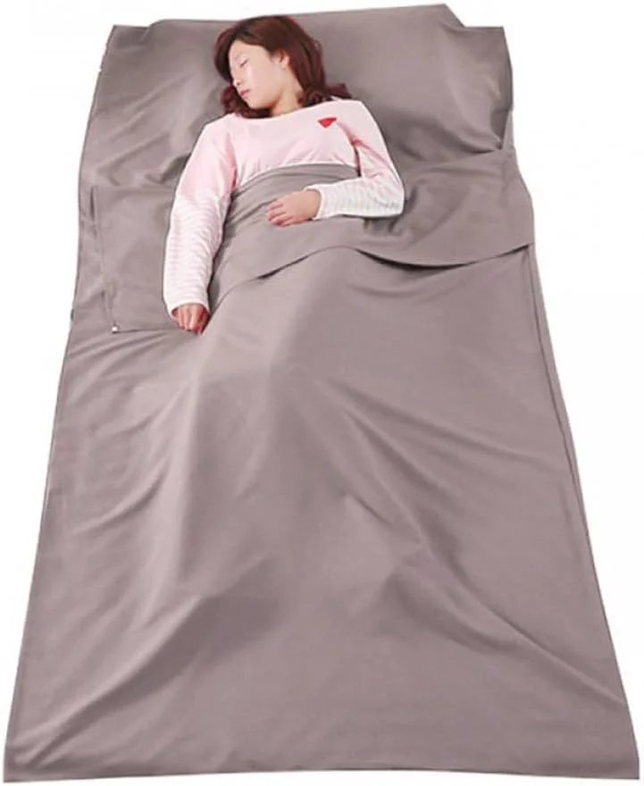 SSYHDPGD Travel Sleeping Bag, Portable Indoor Hotel Bed Sheets, Thin Camping Sleeping Bag (Brown, 115x210CM)