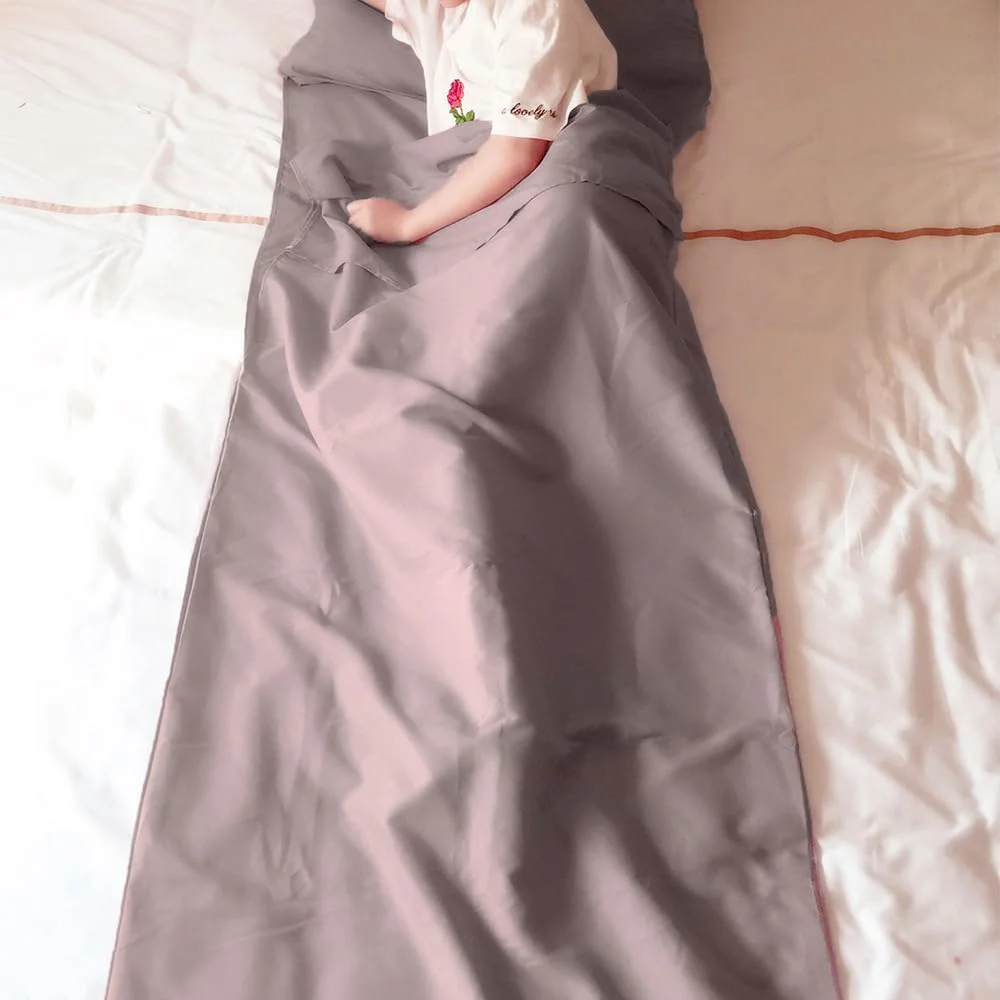 SSYHDPGD Travel Sleeping Bag, Portable Indoor Hotel Bed Sheets, Thin Camping Sleeping Bag (Brown, 115x210CM)