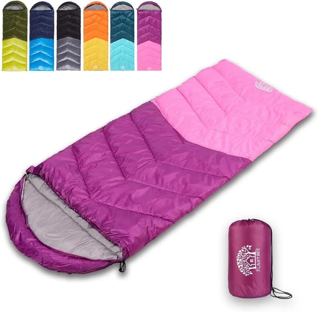 Flantree Sleeping Bag 4 Seasons Adults & Kids for Camping Hiking Trips Warm Cool Weather,Lightweight and Waterproof with Compression Bag,Indoors Outdoors Activities