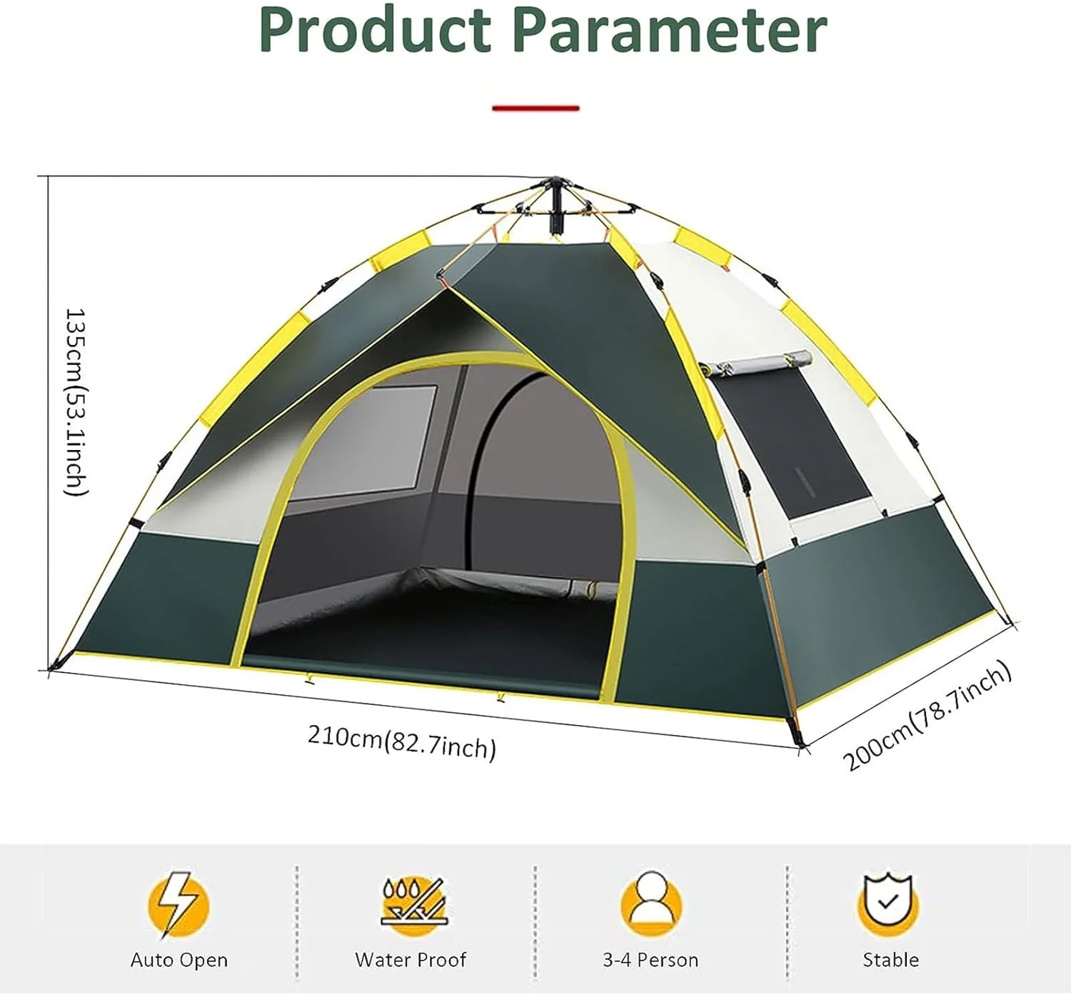 YHOME Camping Tent Outdoor, Beach Tent for 3-4 Persons, Pop Up Tent Full-Automatic Instant Tent Open Quickly,Rainproof Lightweight Portable Backpacking Tent for Outdoor Camping Hiking(Green) YHOME Camping Tent Outdoor, Beach Tent for 3-4 Persons, Pop Up Tent Full-Automatic Instant Tent Open Quickly,Rainproof Lightweight Portable Backpacking Tent for Outdoor Camping Hiking(Green)