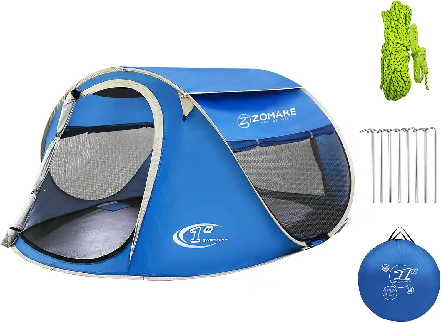 ZOMAKE Pop Up Camping Tent - Automatic Foldable Beach Tent Instant Easy Setup in 3 Seconds Portable Carry Bag Waterproof Sun Shelter for Family Outdoor Hiking(2-4 Person) ZOMAKE Pop Up Camping Tent - Automatic Foldable Beach Tent Instant Easy Setup in 3 Seconds Portable Carry Bag Waterproof Sun Shelter for Family Outdoor Hiking(2-4 Person)