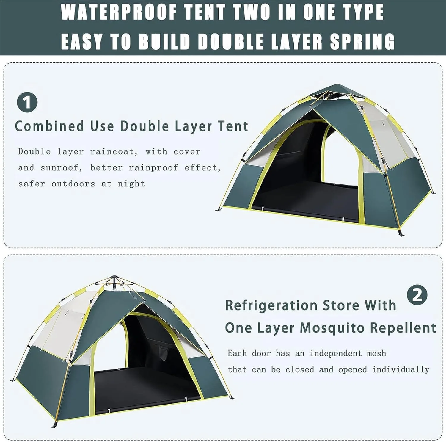 YHOME Camping Tent Outdoor, Beach Tent for 3-4 Persons, Pop Up Tent Full-Automatic Instant Tent Open Quickly,Rainproof Lightweight Portable Backpacking Tent for Outdoor Camping Hiking(Green) YHOME Camping Tent Outdoor, Beach Tent for 3-4 Persons, Pop Up Tent Full-Automatic Instant Tent Open Quickly,Rainproof Lightweight Portable Backpacking Tent for Outdoor Camping Hiking(Green)