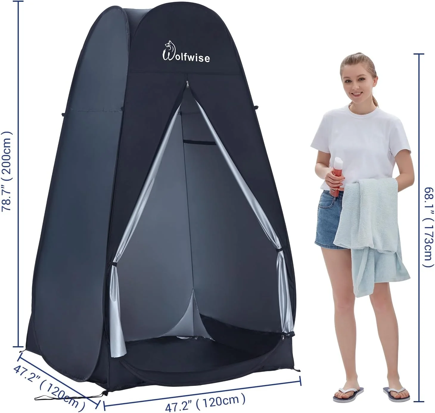 WolfWise 6.6FT Portable Pop Up Privacy Shower Tent Spacious Changing Room for Camping Biking Toilet Beach WolfWise 6.6FT Portable Pop Up Privacy Shower Tent Spacious Changing Room for Camping Biking Toilet Beach