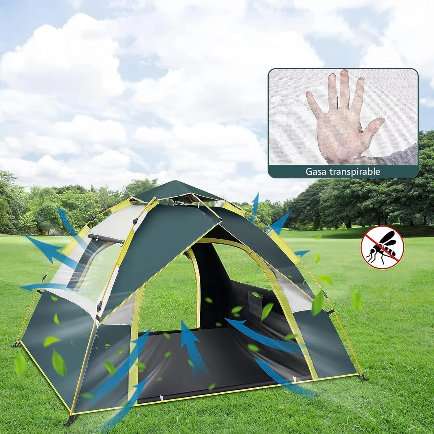 YHOME Camping Tent Outdoor, Beach Tent for 3-4 Persons, Pop Up Tent Full-Automatic Instant Tent Open Quickly,Rainproof Lightweight Portable Backpacking Tent for Outdoor Camping Hiking(Green) YHOME Camping Tent Outdoor, Beach Tent for 3-4 Persons, Pop Up Tent Full-Automatic Instant Tent Open Quickly,Rainproof Lightweight Portable Backpacking Tent for Outdoor Camping Hiking(Green)