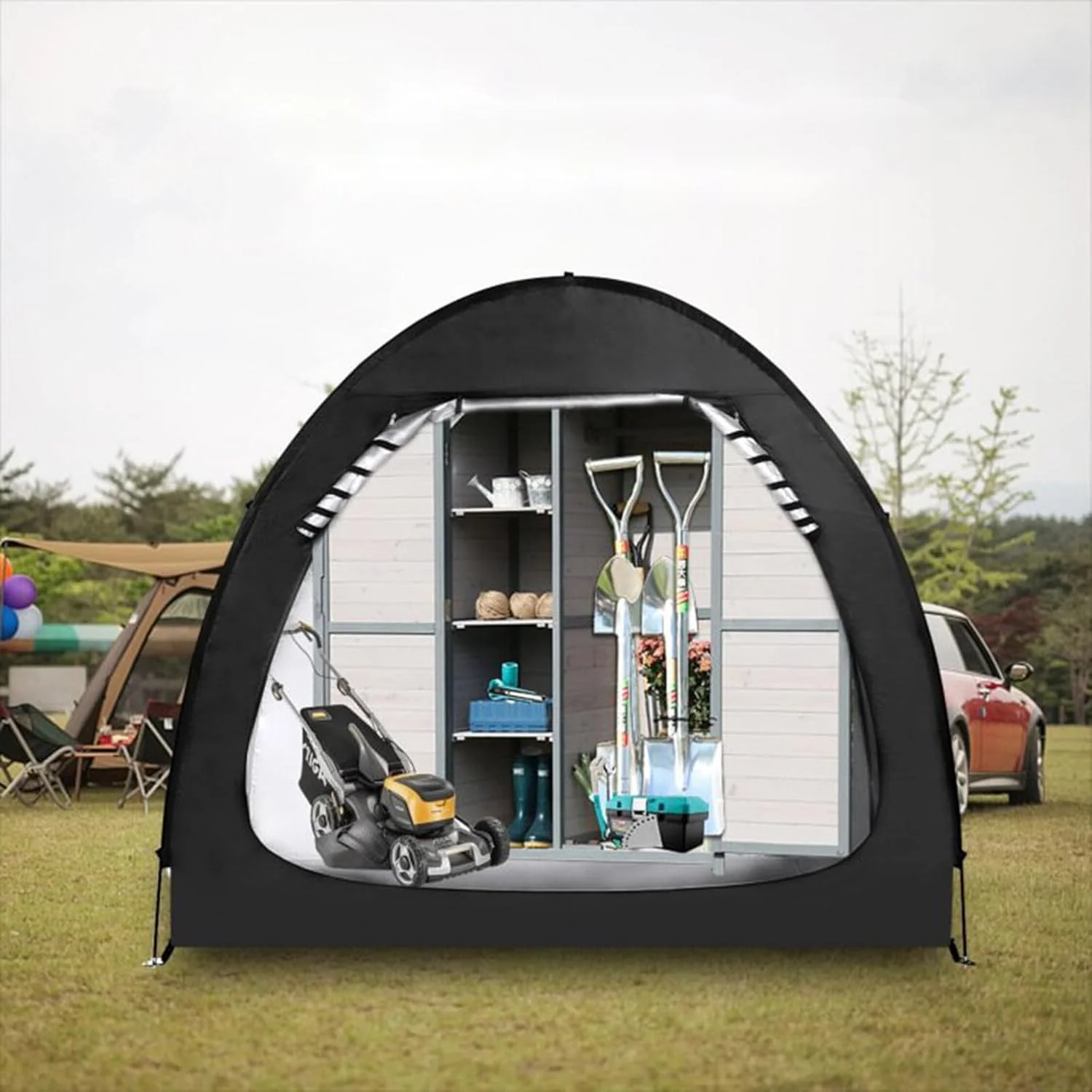ROUNY Bike Tent Bicycle Storage Shed, Portable Bike Shelter Cover with Thicken Waterproof Fabric & Reinforced Alloy Bracket, Bicycle Cover Tent for Garage Outdoor Camping Garden (Small,2-3 Bikes)