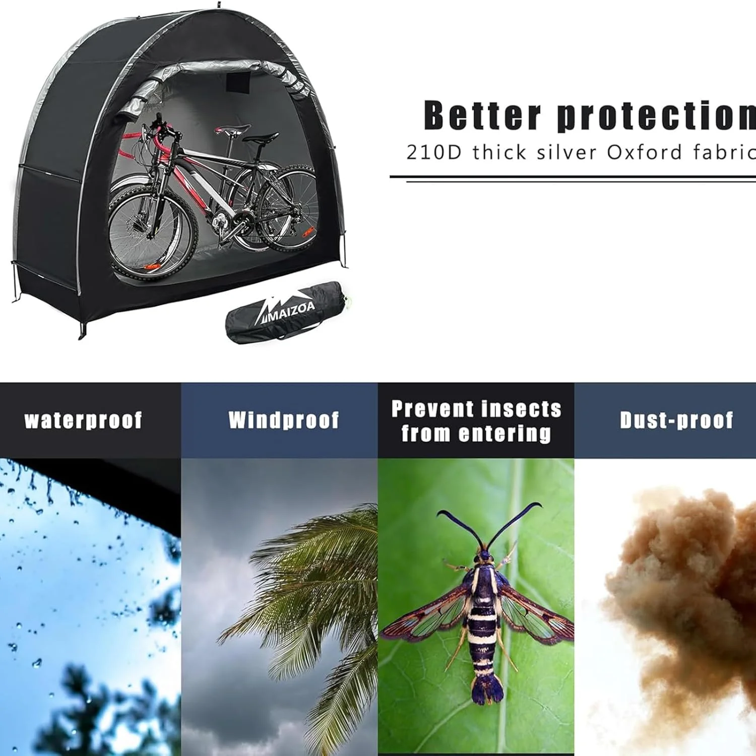 ROUNY Bike Tent Bicycle Storage Shed, Portable Bike Shelter Cover with Thicken Waterproof Fabric & Reinforced Alloy Bracket, Bicycle Cover Tent for Garage Outdoor Camping Garden (Small,2-3 Bikes)