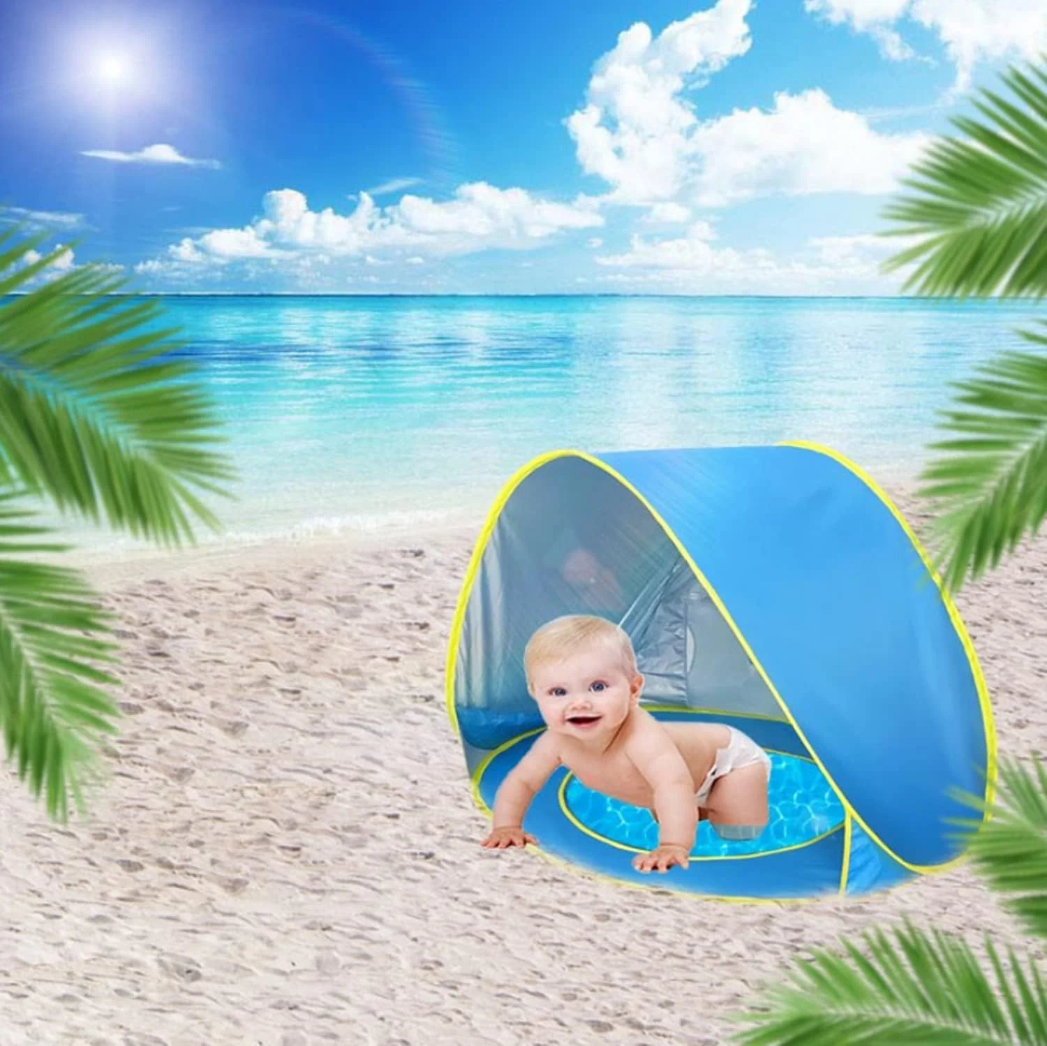 SKEIDO Baby Beach Tent Children Waterproof Pop Up sun Awning Tent UV-protecting Sunshelter with Pool Kid Outdoor Camping Sunshade Beach
