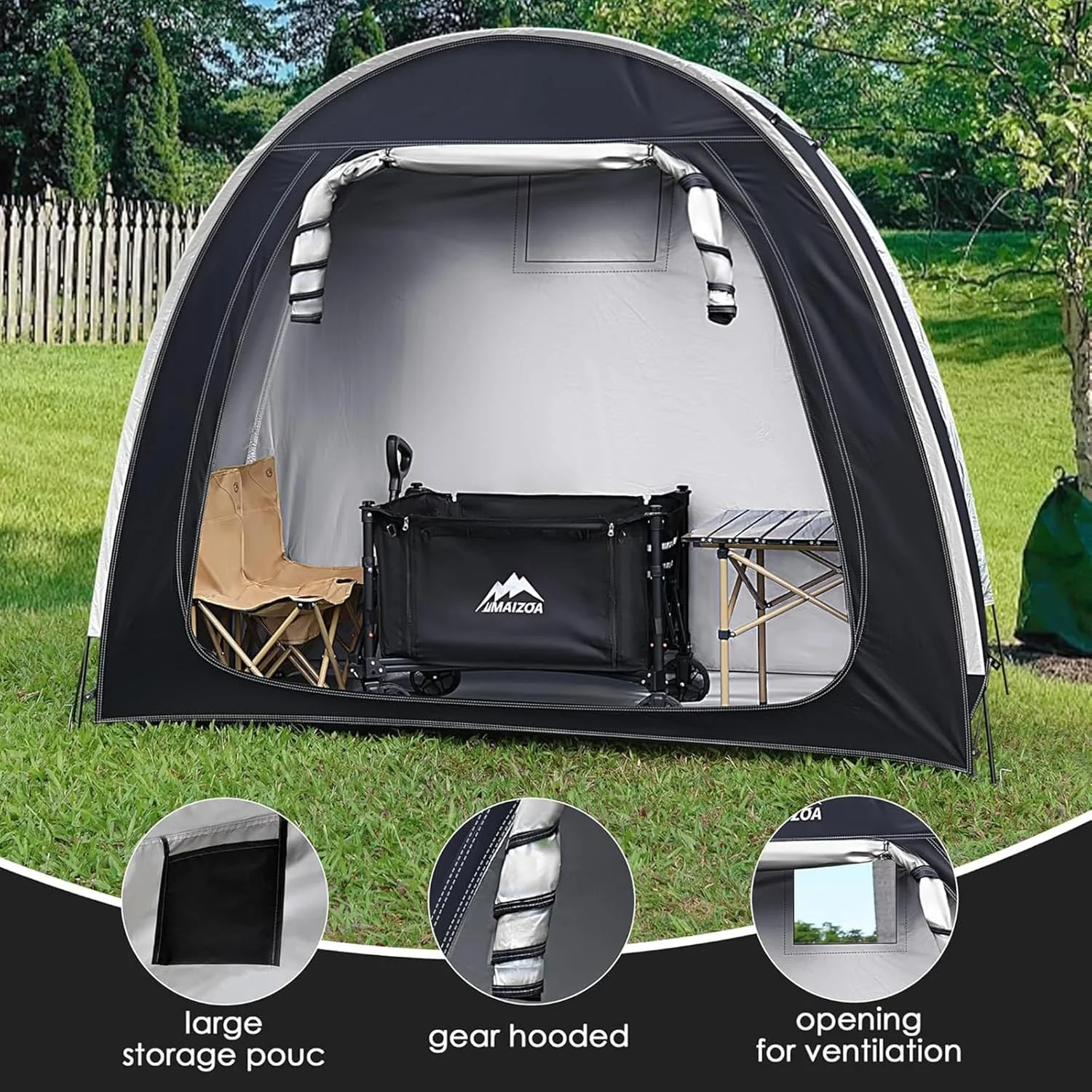 ROUNY Bike Tent Bicycle Storage Shed, Portable Bike Shelter Cover with Thicken Waterproof Fabric & Reinforced Alloy Bracket, Bicycle Cover Tent for Garage Outdoor Camping Garden (Small,2-3 Bikes)