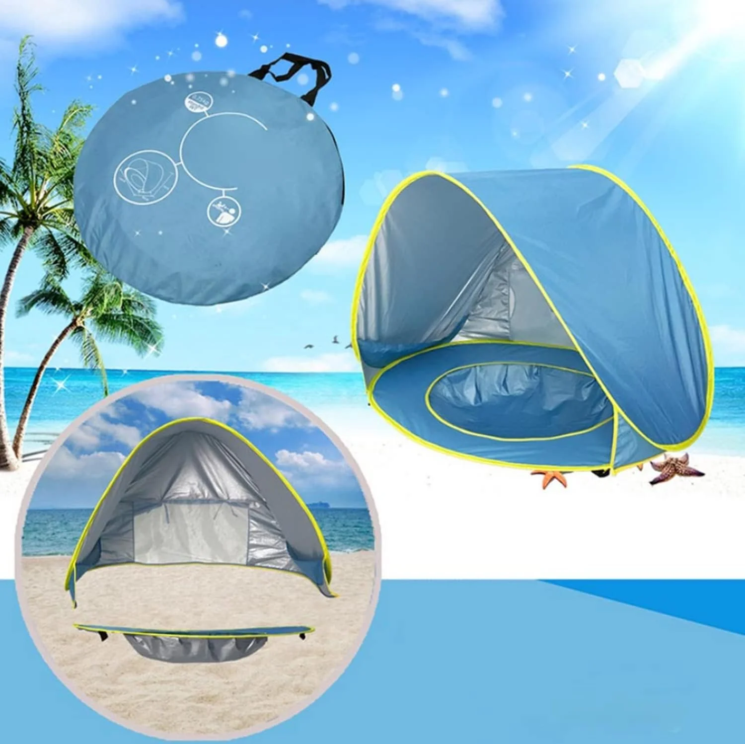 SKEIDO Baby Beach Tent Children Waterproof Pop Up sun Awning Tent UV-protecting Sunshelter with Pool Kid Outdoor Camping Sunshade Beach