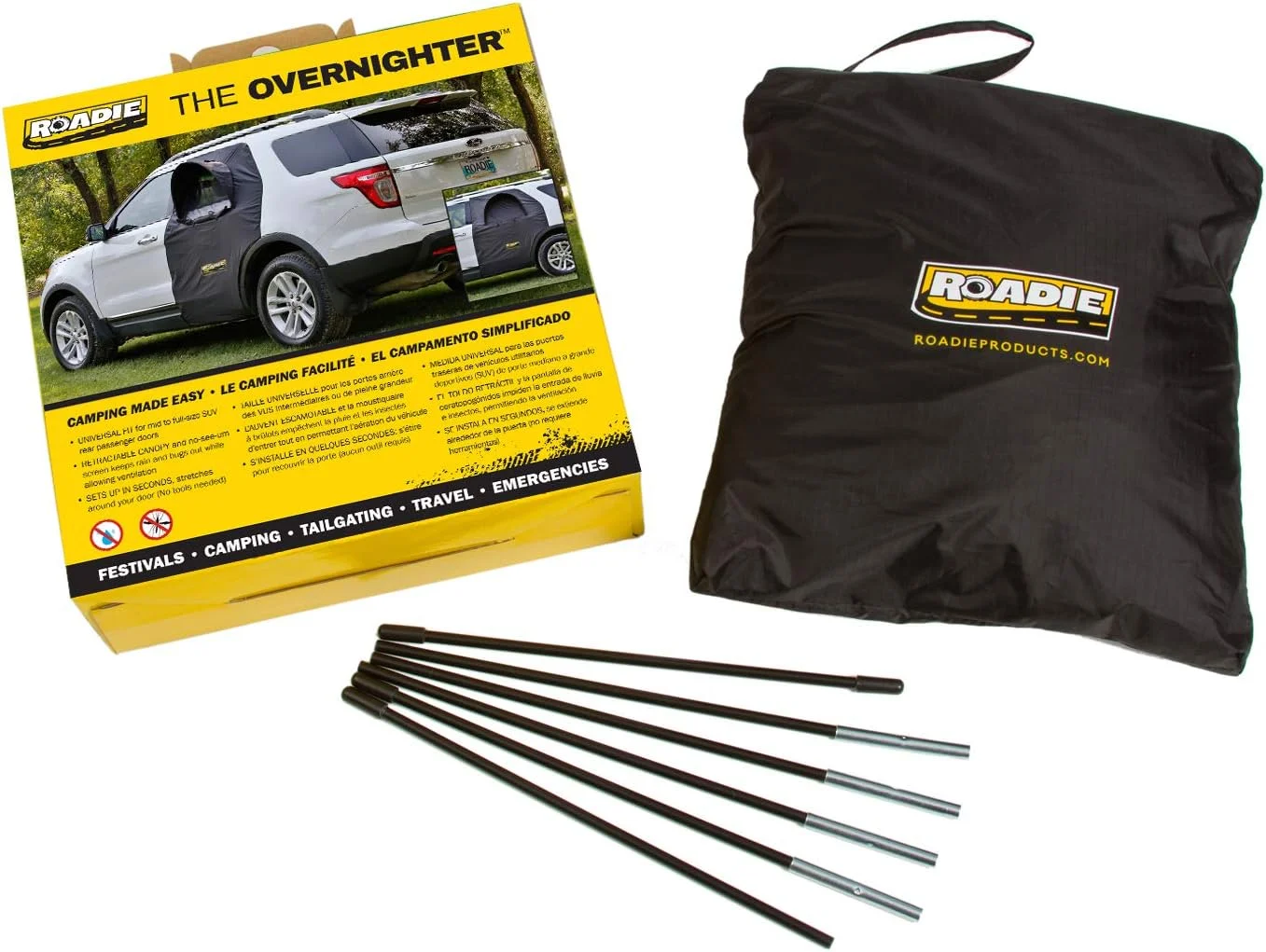 چادر مسافرتی شیشه خودرو ROADIE ROADIE- The OVERNIGHTER SUV با توری حشره گیر و سایه بان جمع شونده - ایده آل برای کمپینگ در خودرو شاسی بلند. (دارای ثبت اختراع) چادر مسافرتی شیشه خودرو ROADIE ROADIE- The OVERNIGHTER SUV با توری حشره گیر و سایه بان جمع شونده - ایده آل برای کمپینگ در خودرو شاسی بلند. (دارای ثبت اختراع)
