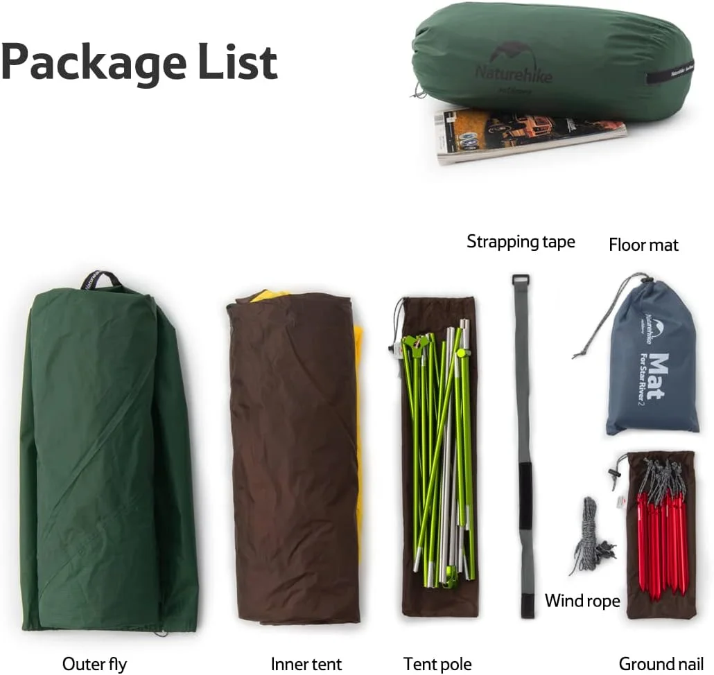 چادر 4 نفره فوق سبک Naturehike VIK با قابلیت حمل آسان - 15D سبک تر و قابل حمل برای کمپینگ، پیاده روی به همراه کیف حمل چادر 4 نفره فوق سبک Naturehike VIK با قابلیت حمل آسان - 15D سبک تر و قابل حمل برای کمپینگ، پیاده روی به همراه کیف حمل