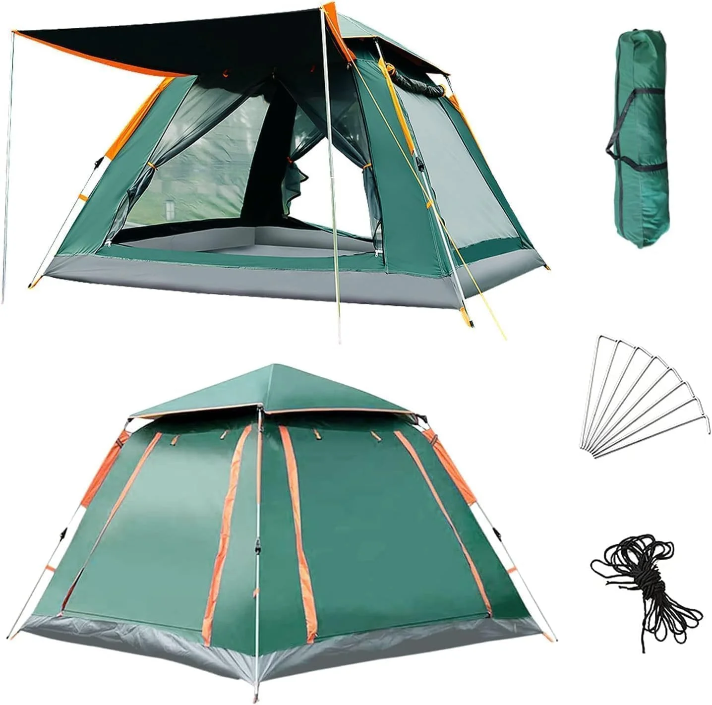 3-4 Person Lightweight Camping Tent, Instant Pop Up Tent 30S Setup, Automatic Family Camp Tent Outdoor, Waterproof Hiking Dome Tent with Carry Bag and Removable Rainfly for Backpacking, Trip,Beach