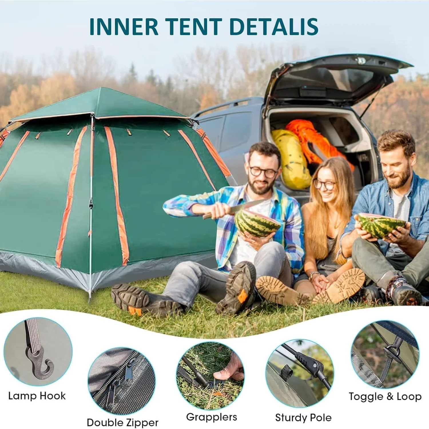 3-4 Person Lightweight Camping Tent, Instant Pop Up Tent 30S Setup, Automatic Family Camp Tent Outdoor, Waterproof Hiking Dome Tent with Carry Bag and Removable Rainfly for Backpacking, Trip,Beach 3-4 Person Lightweight Camping Tent, Instant Pop Up Tent 30S Setup, Automatic Family Camp Tent Outdoor, Waterproof Hiking Dome Tent with Carry Bag and Removable Rainfly for Backpacking, Trip,Beach