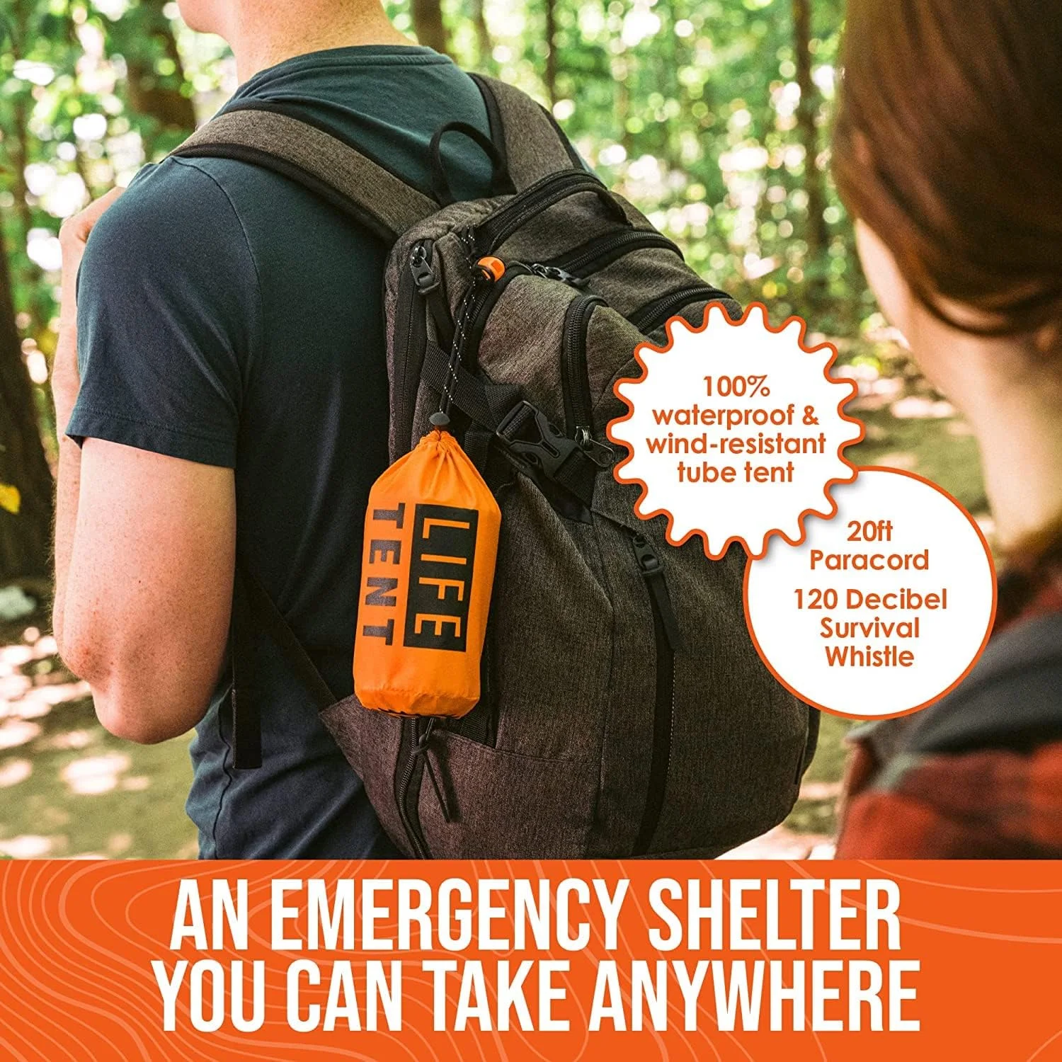 JICUICUI M&J Life Tent Emergency Survival Shelter – 2 Person Emergency Tent – Use As Survival Tent, Emergency Shelter, Tube Tent, Survival Tarp - Includes Survival Whistle & Paracord