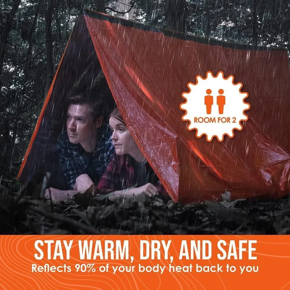 JICUICUI M&J Life Tent Emergency Survival Shelter – 2 Person Emergency Tent – Use As Survival Tent, Emergency Shelter, Tube Tent, Survival Tarp - Includes Survival Whistle & Paracord