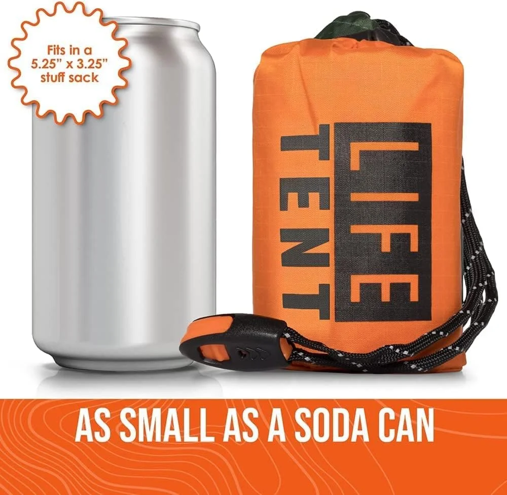 JICUICUI M&J Life Tent Emergency Survival Shelter – 2 Person Emergency Tent – Use As Survival Tent, Emergency Shelter, Tube Tent, Survival Tarp - Includes Survival Whistle & Paracord
