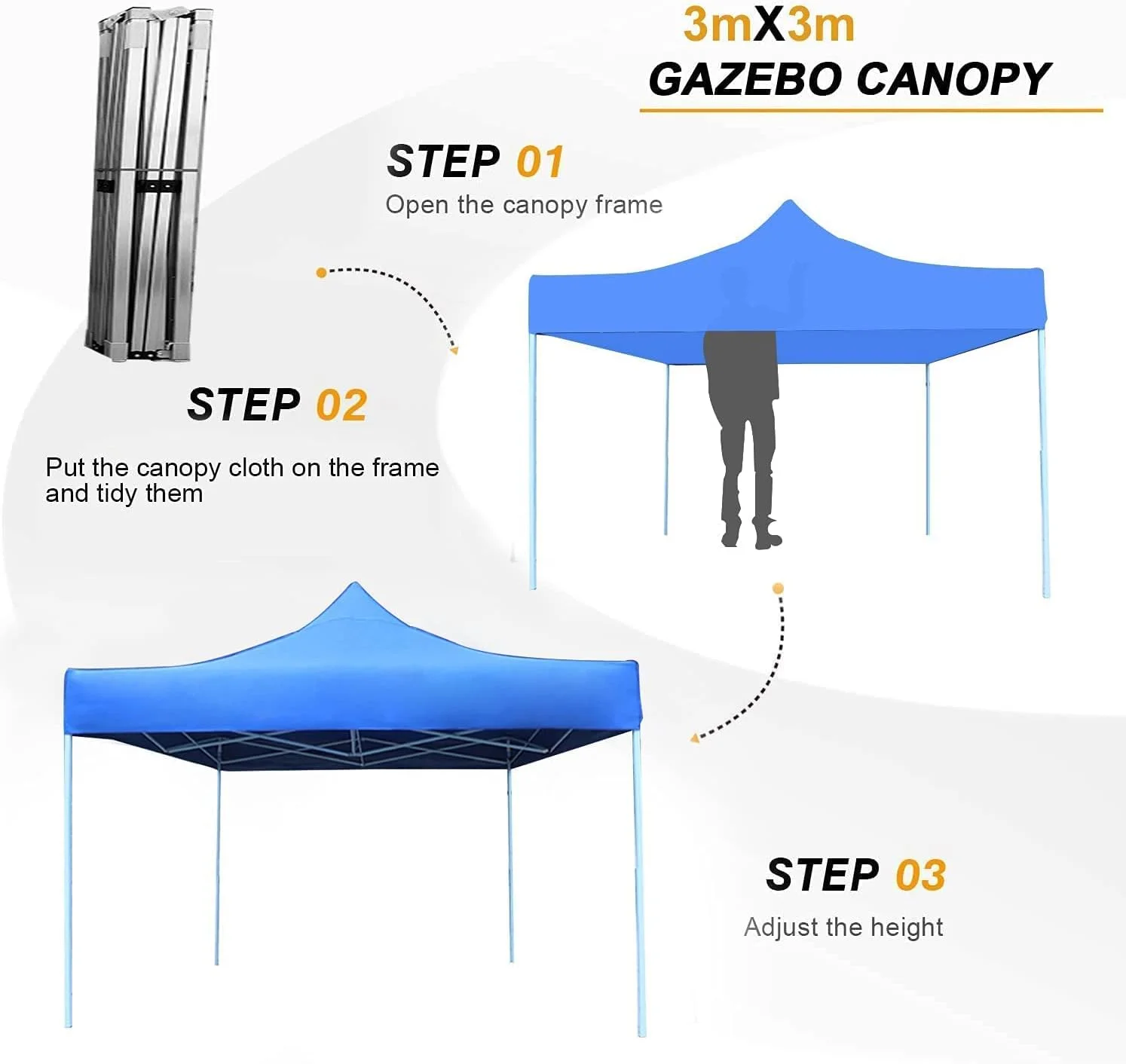 سایبان تاشو GO2CAMPS مدل Gazebo با ابعاد 3x3 متر - چادر سایه بان فوری و قابل حمل برای کمپینگ در فضای باز، پیک نیک، ساحل، باغ، مهمانی و ورزش - چادر کمپینگ (آبی) سایبان تاشو GO2CAMPS مدل Gazebo با ابعاد 3x3 متر - چادر سایه بان فوری و قابل حمل برای کمپینگ در فضای باز، پیک نیک، ساحل، باغ، مهمانی و ورزش - چادر کمپینگ (آبی)