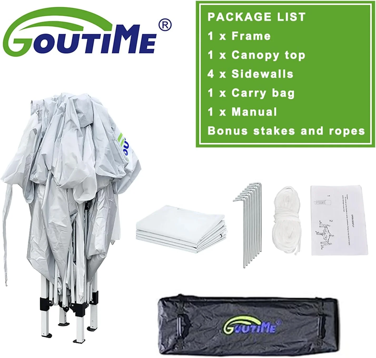 چادر سایبان Goutime 10x10 تجاری تاشو فوری با دریچه هوا، سایبان های فضای باز با دیواره های جانبی، چادر برای مهمانی ها، سفید چادر سایبان Goutime 10x10 تجاری تاشو فوری با دریچه هوا، سایبان های فضای باز با دیواره های جانبی، چادر برای مهمانی ها، سفید