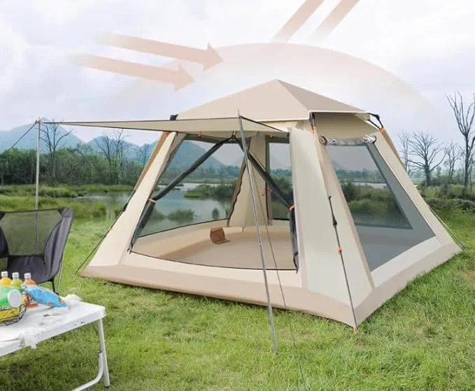 چادر مسافرتی اتوماتیک GO2CAMPS مناسب برای 5-6 نفر، چادر گنبدی بازشو فوری با کیفیت عالی به همراه توری، سبک و قابل حمل، مناسب برای کمپینگ خانوادگی، شکار، پیادهروی، فضای باز، ساحل و پیکنیک (بژ) چادر مسافرتی اتوماتیک GO2CAMPS مناسب برای 5-6 نفر، چادر گنبدی بازشو فوری با کیفیت عالی به همراه توری، سبک و قابل حمل، مناسب برای کمپینگ خانوادگی، شکار، پیادهروی، فضای باز، ساحل و پیکنیک (بژ)