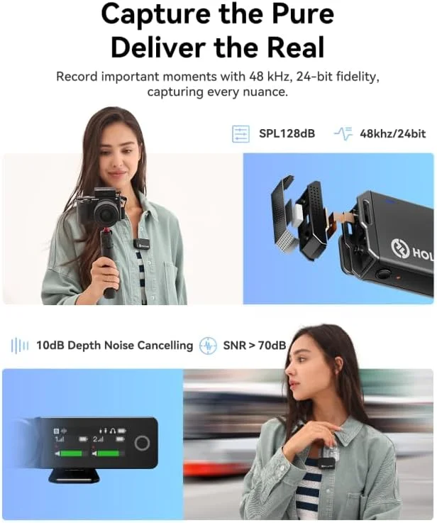 سیستم میکروفون یقه ای بی سیم Hollyland LARK MAX، حذف نویز ENC، کیفیت صدای استودیویی، مدت زمان 22 ساعت، برد 250 متر، میکروفون ضبط با حافظه 8 گیگابایتی، سازگار با دوربین های DSLR، تلفن های هوشمند (تکی) سیستم میکروفون یقه ای بی سیم Hollyland LARK MAX، حذف نویز ENC، کیفیت صدای استودیویی، مدت زمان 22 ساعت، برد 250 متر، میکروفون ضبط با حافظه 8 گیگابایتی، سازگار با دوربین های DSLR، تلفن های هوشمند (تکی)
