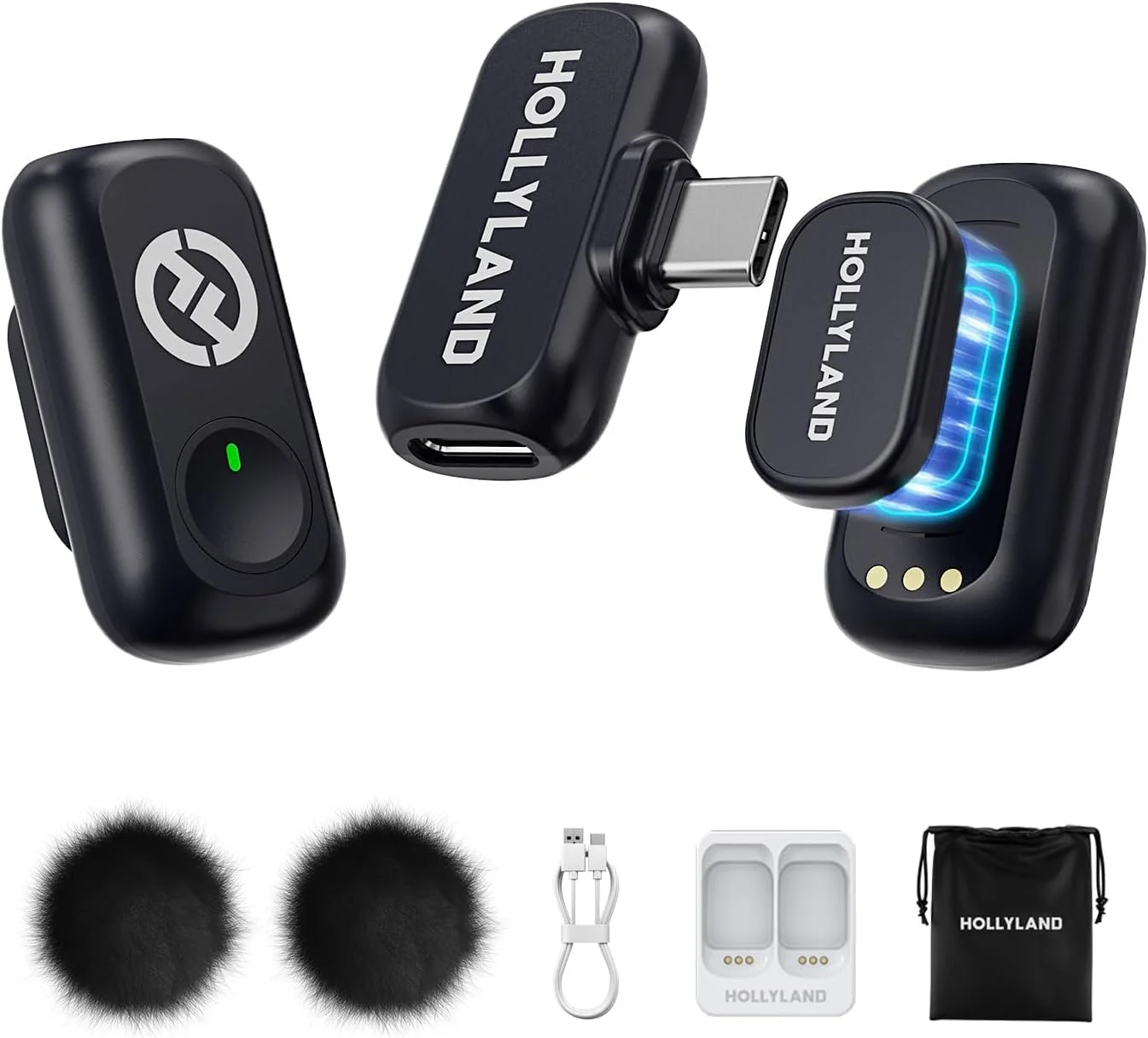 Hollyland(Lark A1 Mini Duo) Wireless Microphone (Space Gray, with USB-C RX)
