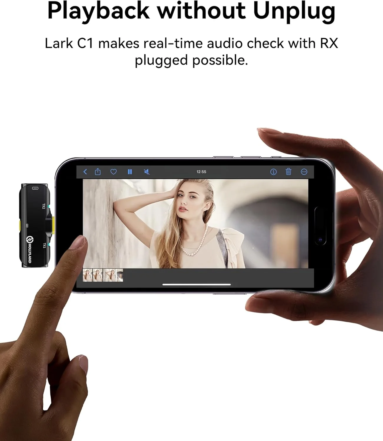 میکروفون یقه ای بی سیم Hollyland Lark C1 برای آیفون 14/13/12، دارای گواهی MFi، اتصال و پخش آسان، میکروفون یقه ای حذف نویز با برد انتقال 200 متری، 32 ساعت زمان کار برای ولاگینگ (نوع لایتنینگ) میکروفون یقه ای بی سیم Hollyland Lark C1 برای آیفون 14/13/12، دارای گواهی MFi، اتصال و پخش آسان، میکروفون یقه ای حذف نویز با برد انتقال 200 متری، 32 ساعت زمان کار برای ولاگینگ (نوع لایتنینگ)