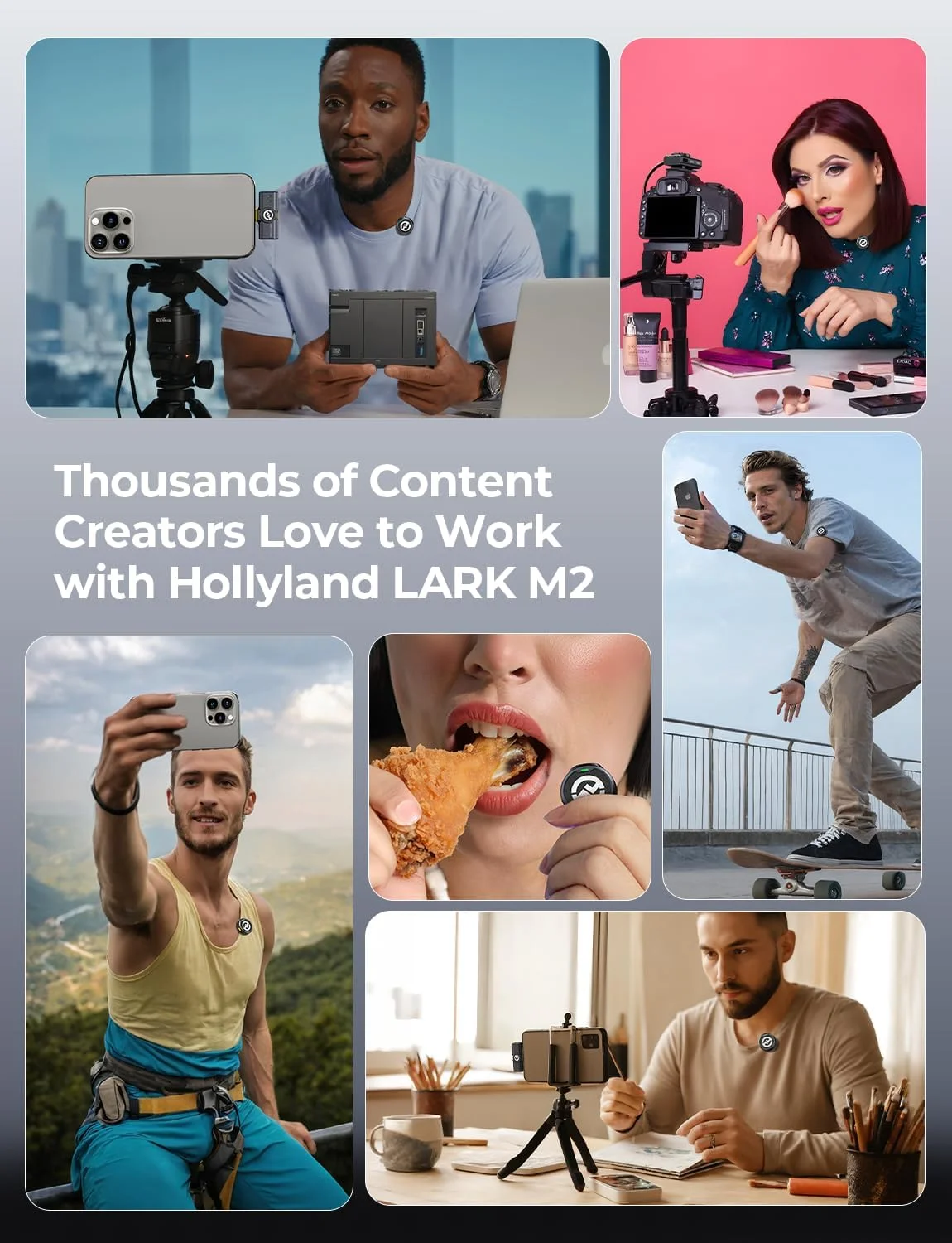 میکروفون بی سیم Hollyland LARK M2 برای آیفون، اندروید و دوربین، صدای Hi-Fi با کیفیت 48 کیلوهرتز 24 بیتی، برد 1000 فوتی LOS، حذف نویز، مدت زمان 40 ساعت برای ولاگینگ، نسخه سفید (بازسازی شده) میکروفون بی سیم Hollyland LARK M2 برای آیفون، اندروید و دوربین، صدای Hi-Fi با کیفیت 48 کیلوهرتز 24 بیتی، برد 1000 فوتی LOS، حذف نویز، مدت زمان 40 ساعت برای ولاگینگ، نسخه سفید (بازسازی شده)