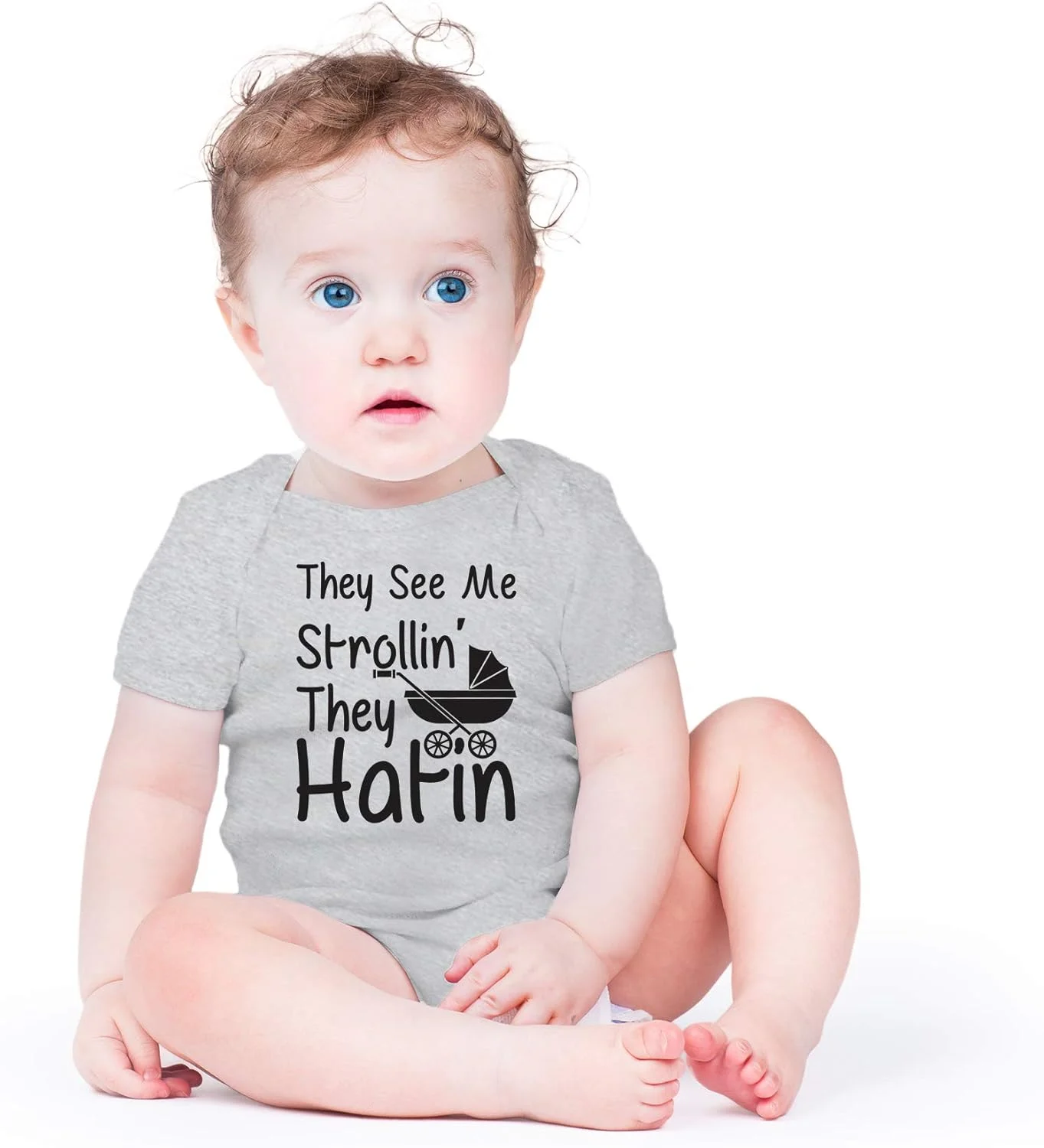 لباس نوزادی یک تکه AW Fashions طرح "They See Me Strolli' They Hatin" - تقلید آهنگ رپ هیپ هاپ - بامزه