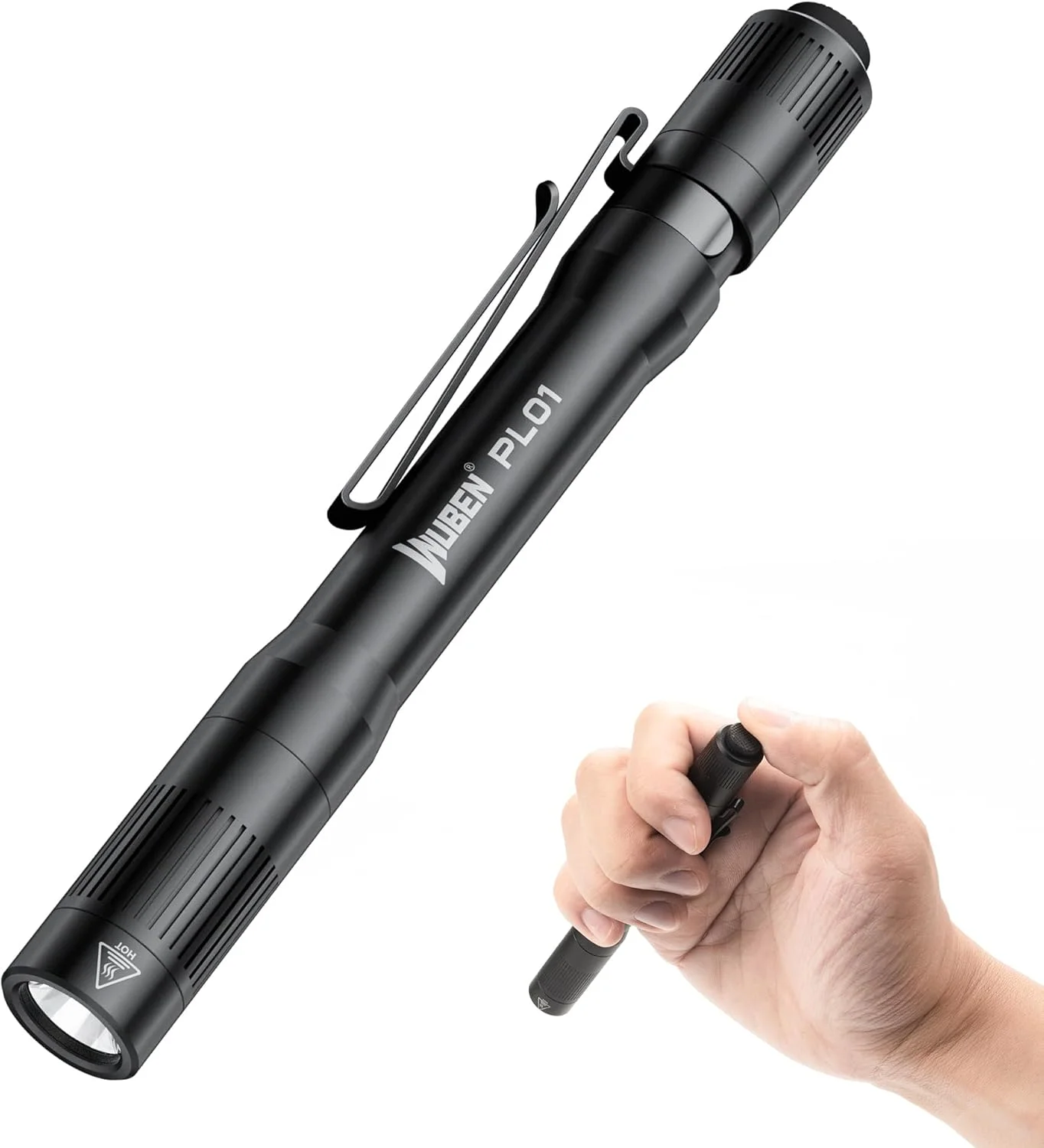 چراغ قوه قلمی WUBEN PL01، چراغ قوه LED قابل شارژ 650 لومن، چراغ قوه قلمی جیبی با گیره استیل، سازگار با 2 باتری AAA، ضد آب IP68، چراغ قوه قلمی برای خانه، مواقع اضطراری، بازرسی