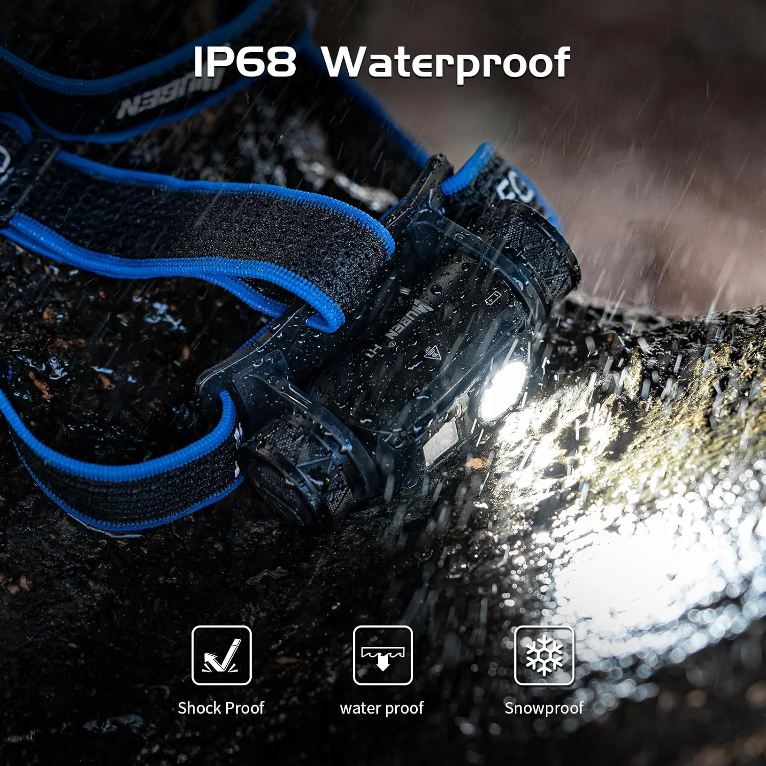 چراغ پیشانی شارژی WUBEN H1، چراغ قوه پیشانی 1200 لومن، چراغ پیشانی ضد آب IP68 برای دویدن، کمپینگ، پیاده روی چراغ پیشانی شارژی WUBEN H1، چراغ قوه پیشانی 1200 لومن، چراغ پیشانی ضد آب IP68 برای دویدن، کمپینگ، پیاده روی