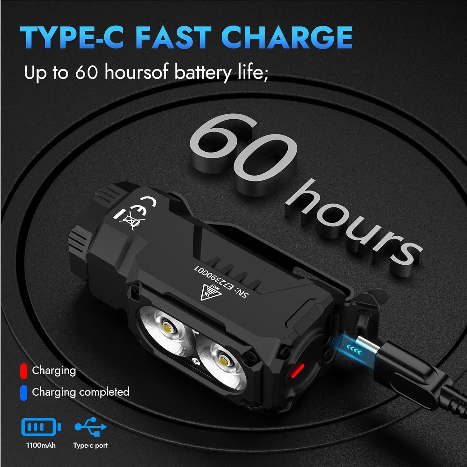 چراغ قوه کوچک شارژی آهنربایی WUBEN E7 با 1800 لومن - چراغ قوه فوق العاده روشن EDC با 6 حالت، LED شارژی تایپ C; چراغ قوه جیبی IP68 برای استفاده به عنوان چراغ پیشانی، نجات و کمپینگ