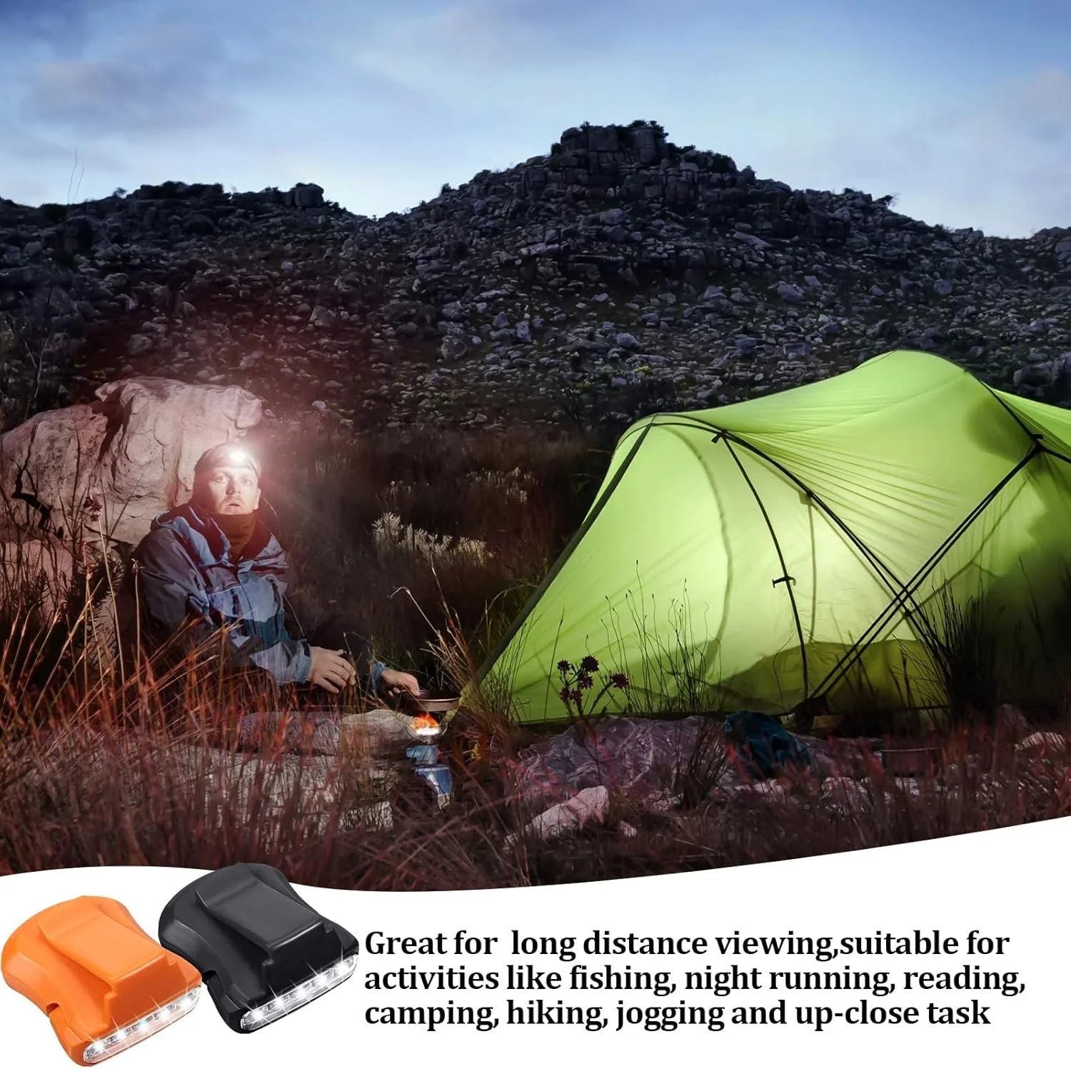 SYOSI 6 Pieces Ultra Bright Mini Hands Free 5 LED Clip on Cap Light - Rechargeable Waterproof Hat Light Flashlight Headlamp for Hunting Camping Running Fishing(Black, Orange) SYOSI 6 Pieces Ultra Bright Mini Hands Free 5 LED Clip on Cap Light - Rechargeable Waterproof Hat Light Flashlight Headlamp for Hunting Camping Running Fishing(Black, Orange)