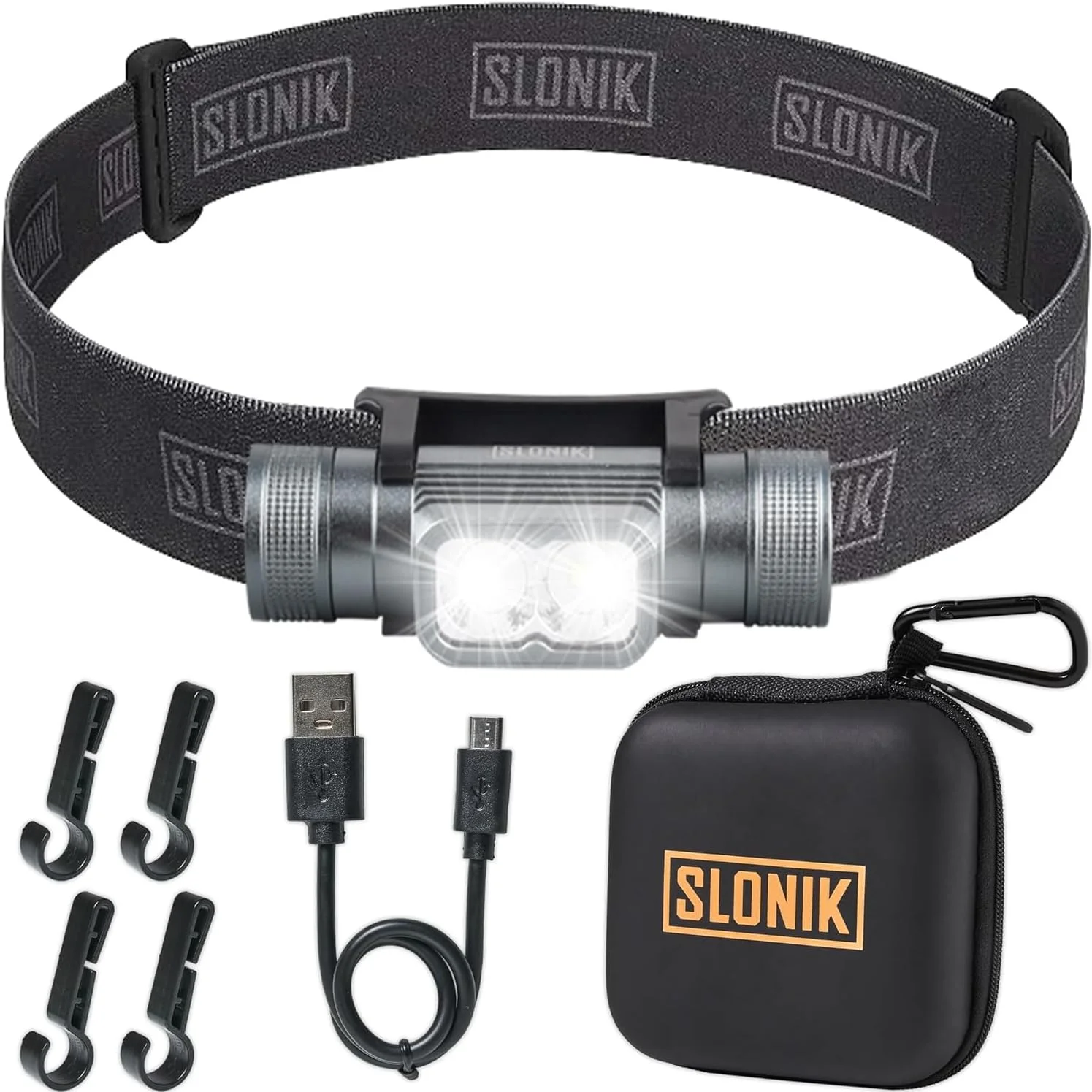 چراغ پیشانی LED قابل شارژ SLONIK ALLESM 1000 لومن با باتری 2200 میلی آمپر ساعتی CREE - سبک وزن، بادوام، ضد آب و ضد گرد و غبار - پرتو فوق العاده روشن 600 فوتی - تجهیزات کمپینگ و پیاده روی