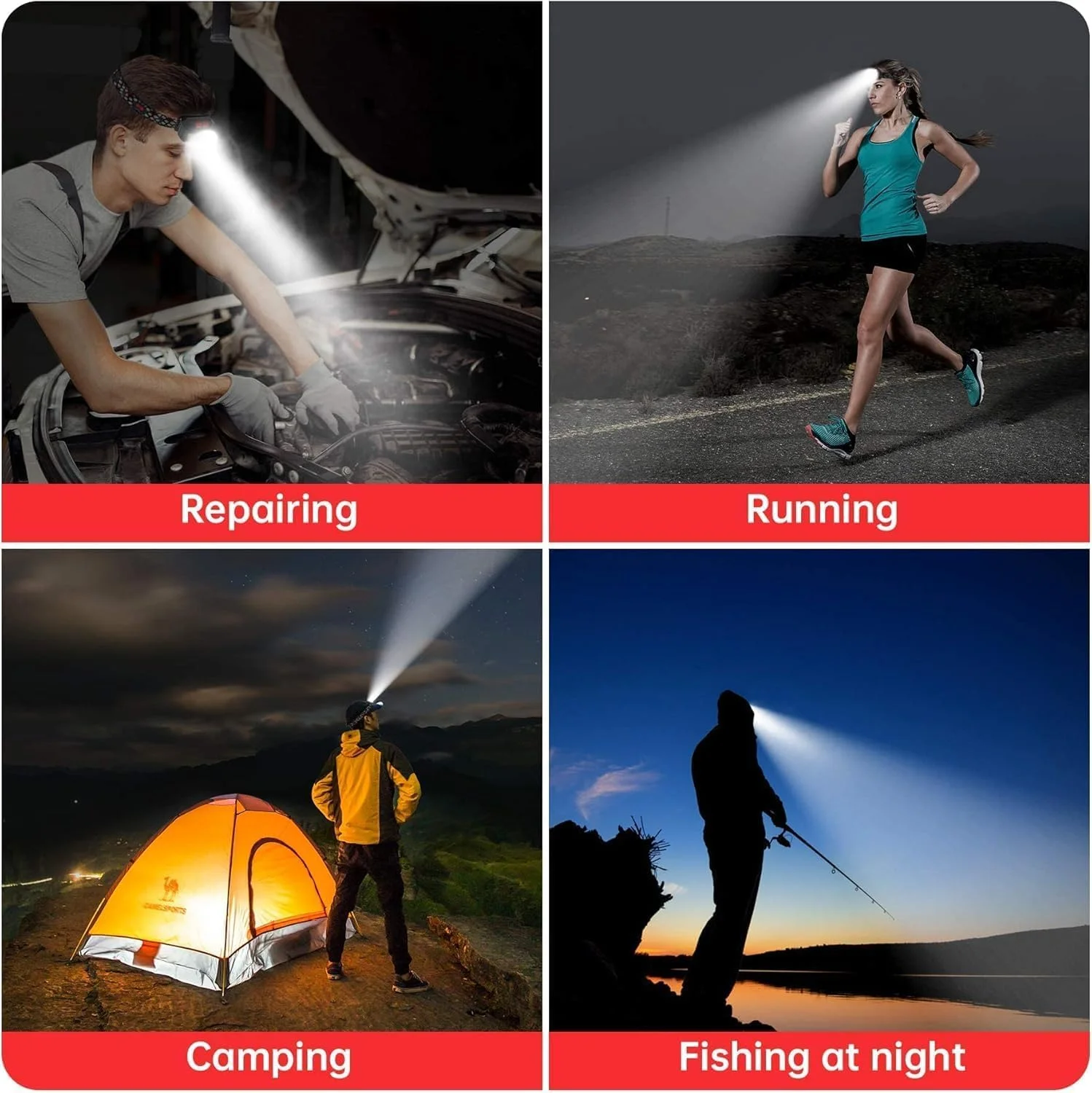 SKY-TOUCH 2-Pack Rechargeable Headlamp Flashlight, 800 Lumens Motion Sensor Head Lamp, Ipx4 Waterproof, Bright White Cree Led & Red Light, Perfect For Running, Camping, Hiking & More SKY-TOUCH 2-Pack Rechargeable Headlamp Flashlight, 800 Lumens Motion Sensor Head Lamp, Ipx4 Waterproof, Bright White Cree Led & Red Light, Perfect For Running, Camping, Hiking & More