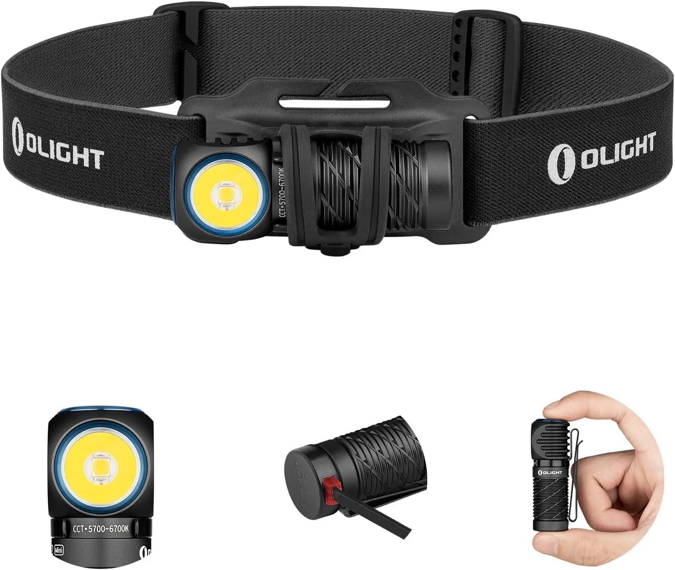چراغ پیشانی مینی OLIGHT Perun 2، چراغ پیشانی فوق سبک با نور قرمز، نور قرمز و سفید، چراغ قوه EDC با هدبند پهن راحت، ضد آب IPX8، چراغ کار LED برای مواقع اضطراری، کمپینگ، پیاده روی (مشکی)