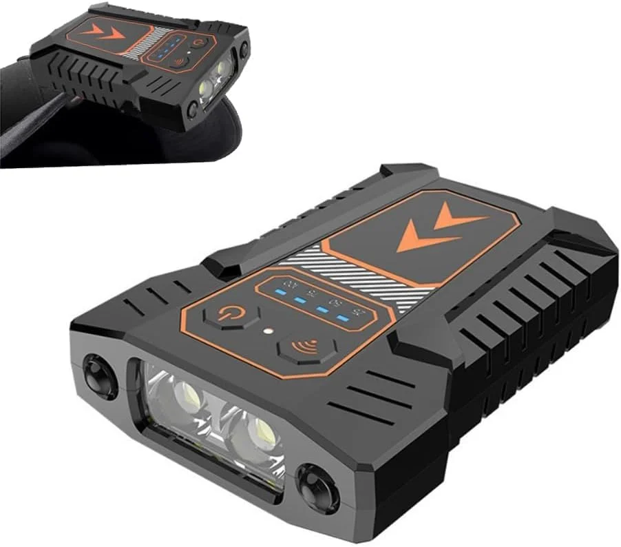 چراغ کلاهی شارژی NALACAL، چراغ گیره ای کلاه با حسگر قابل تنظیم 150 درجه، چراغ پیشانی LED ضد آب و بدون دست برای دویدن، کمپینگ، شکار، دوچرخه سواری و استفاده اضطراری