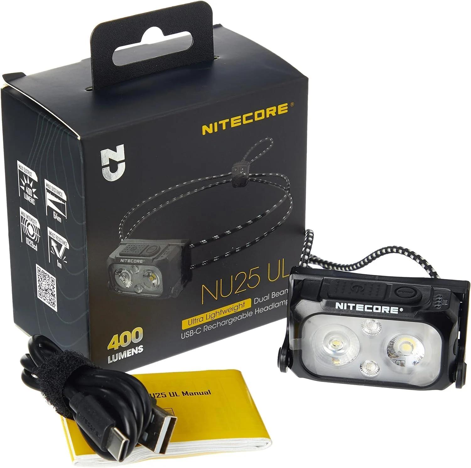 چراغ پیشانی شارژی فوق سبک Nitecore NU25 UL، مشکی