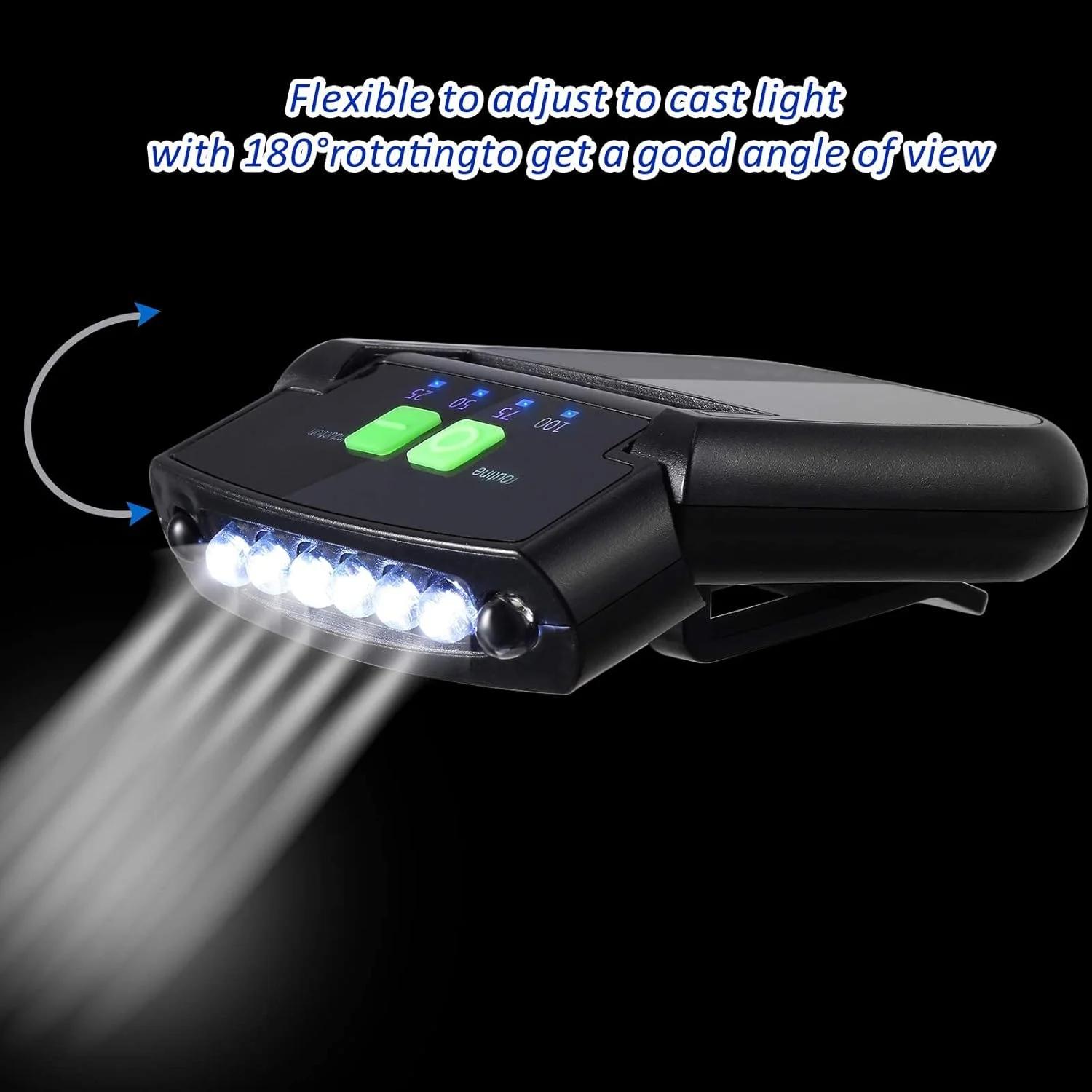چراغ کلاهی گیره ای LED MAKINGTEC، چراغ قوه کلاهی قابل شارژ USB، ضد آب، فوق العاده روشن، بدون دست، چراغ کلاهی پیشانی برای ماهیگیری، کمپینگ، کار دستی (2 عدد)