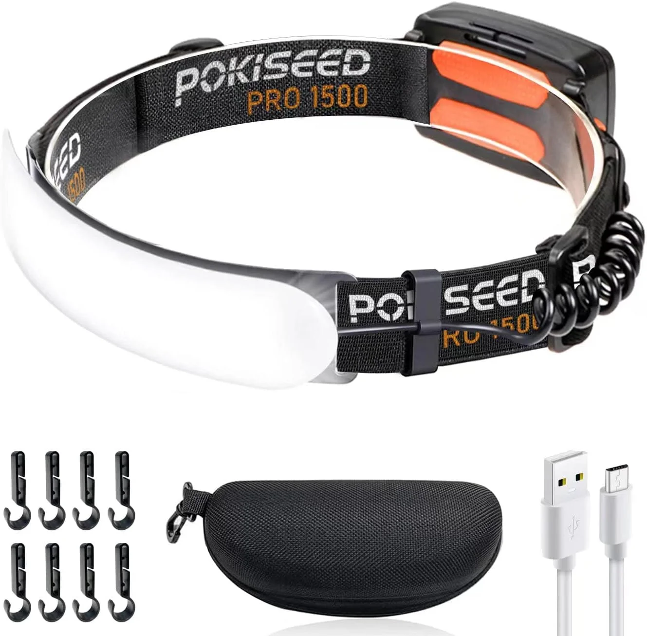 چراغ پیشانی LED شارژی POKISEED، فوق العاده روشن 1500 لومن با پرتو گسترده 220 درجه، 3 حالت ضد آب IPX6، چراغ پیشانی سبک وزن با چراغ عقب و گیره برای کمپینگ، دویدن، ماهیگیری، فضای باز، کار با کلاه ایمنی چراغ پیشانی LED شارژی POKISEED، فوق العاده روشن 1500 لومن با پرتو گسترده 220 درجه، 3 حالت ضد آب IPX6، چراغ پیشانی سبک وزن با چراغ عقب و گیره برای کمپینگ، دویدن، ماهیگیری، فضای باز، کار با کلاه ایمنی