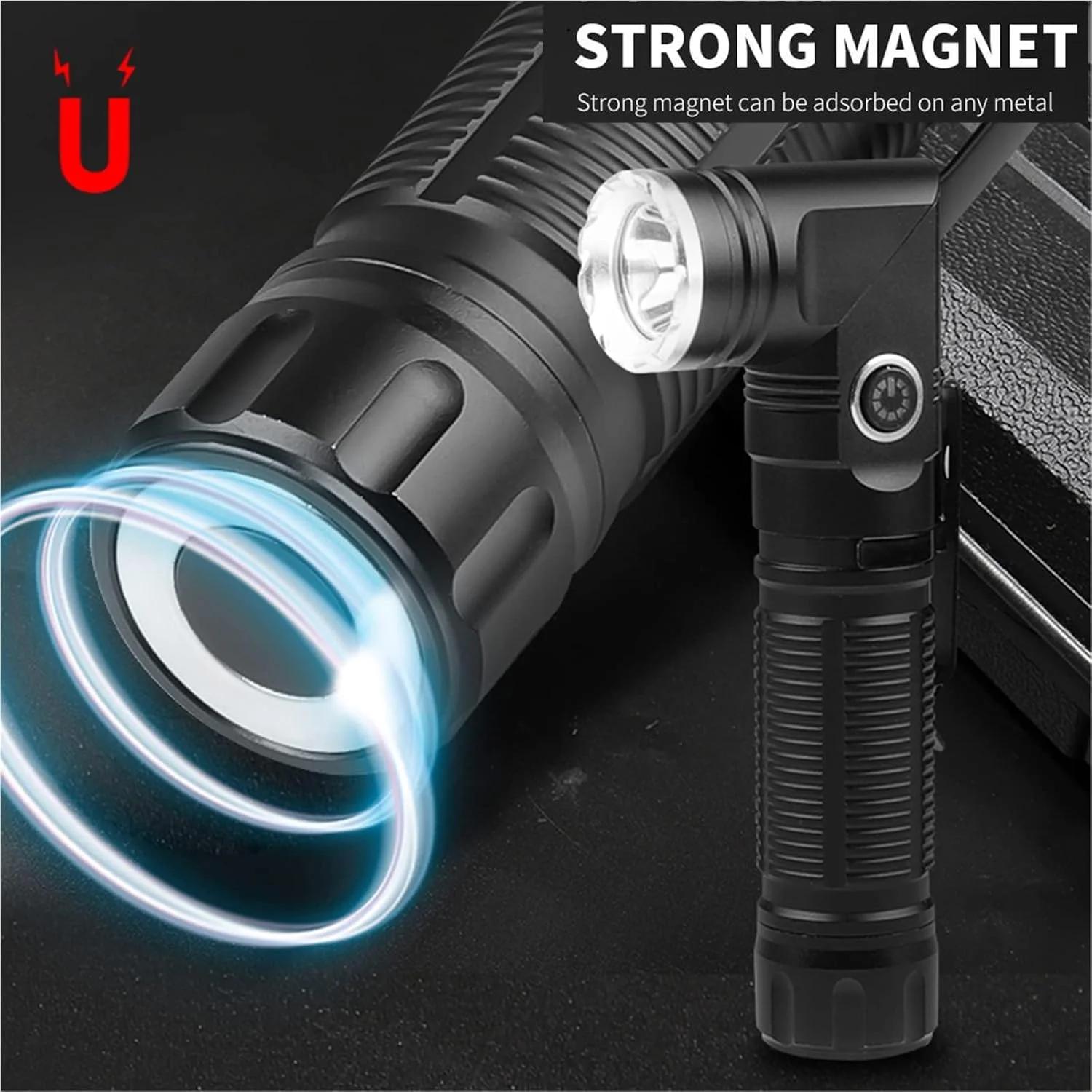 چراغ پیشانی و چراغ قوه شارژی USB دو کاره KASTWAVE، با گیره جیبی، 5000 لومن، چرخش 90 درجه، پایه مغناطیسی، طراحی ضد آب، برای چراغ قوه های بدون دست برای کار با کلاه ایمنی