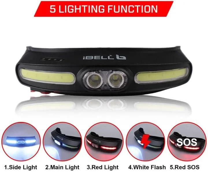 چراغ پیشانی شارژی آیبل مدل HL8245S به همراه هدبند، چراغ قوه LED فوق العاده روشن با برد بلند و حالت های نوری مختلف (مشکی)