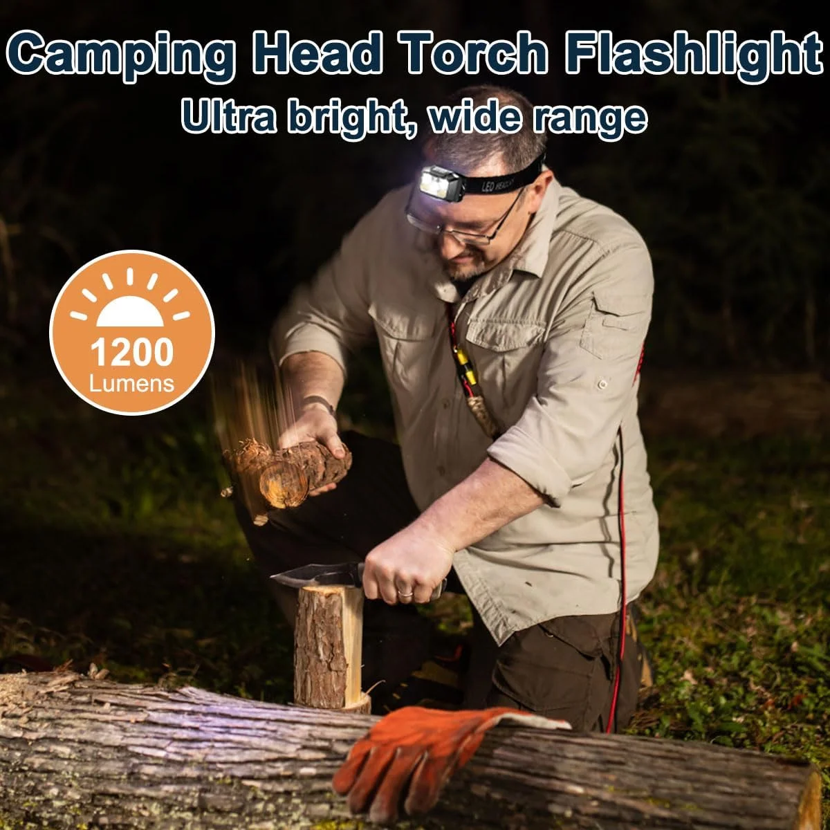 3 عدد چراغ پیشانی LED فوق العاده روشن 1200 لومن، چراغ جلو قابل شارژ USB-C با حسگر حرکتی، 6 حالت IPX4 ضد آب سبک وزن برای کمپینگ، پیاده روی، دویدن، ماهیگیری، دوچرخه سواری (مشکی)