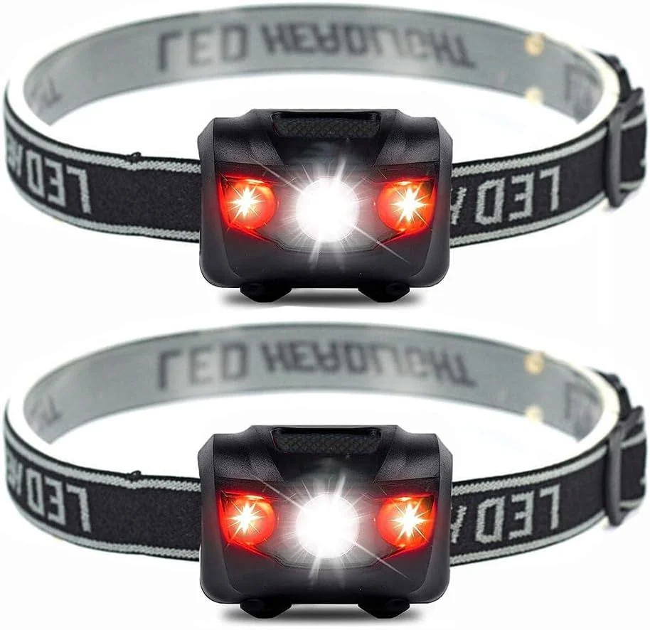 چراغ پیشانی LED فوق العاده روشن Funito (دو عددی)، چراغ پیشانی با نور سفید و قرمز با هدبند قابل تنظیم، چراغ پیشانی ضد آب IPX6 برای فضای باز، کمپینگ، دویدن، دوچرخه سواری، پیاده روی. باتری ها شامل می شوند